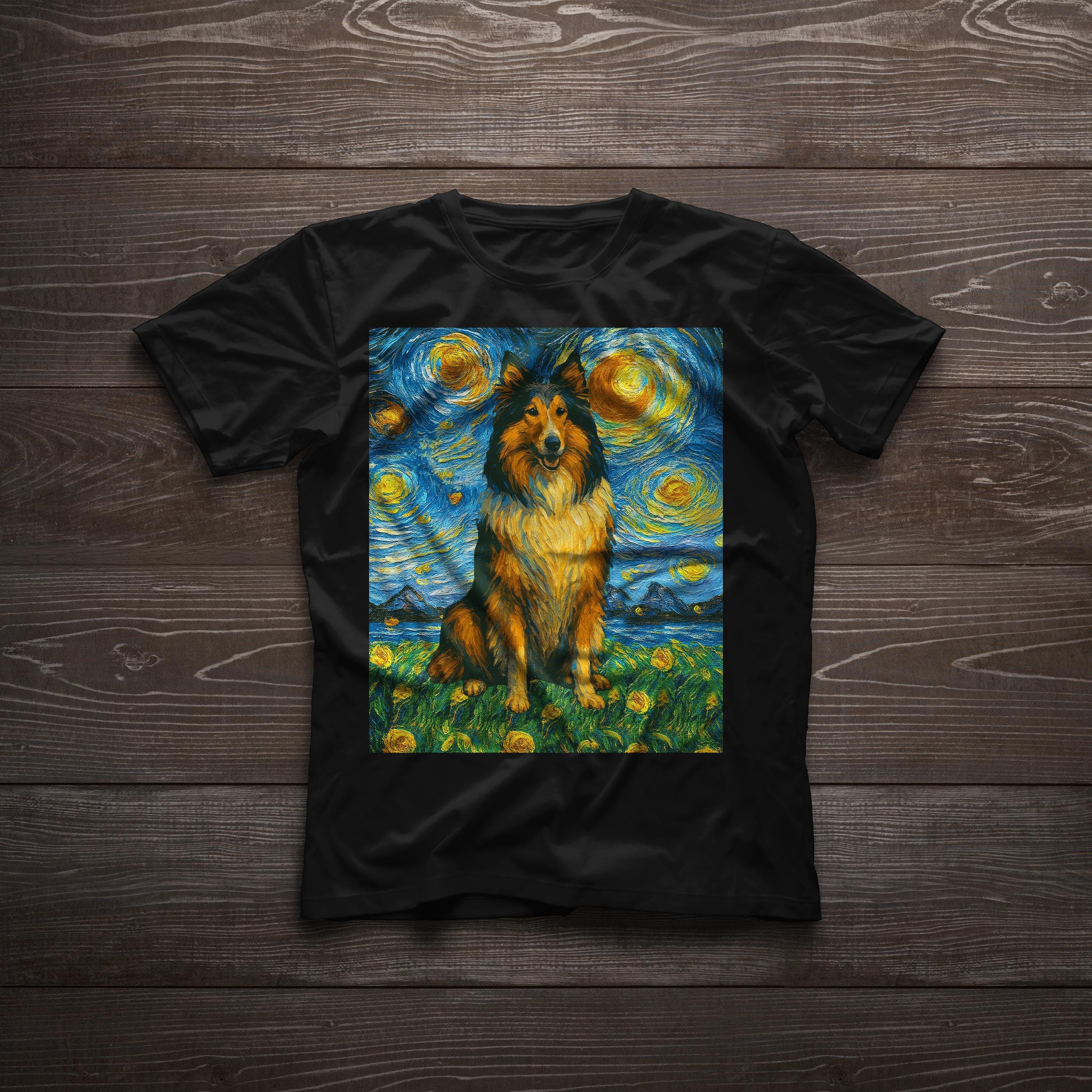 Rough Collie Van Gogh Starry Night Rough Collie Majestic Lassie-Inspired Canine Art Gift Unisex classic T-Shirt