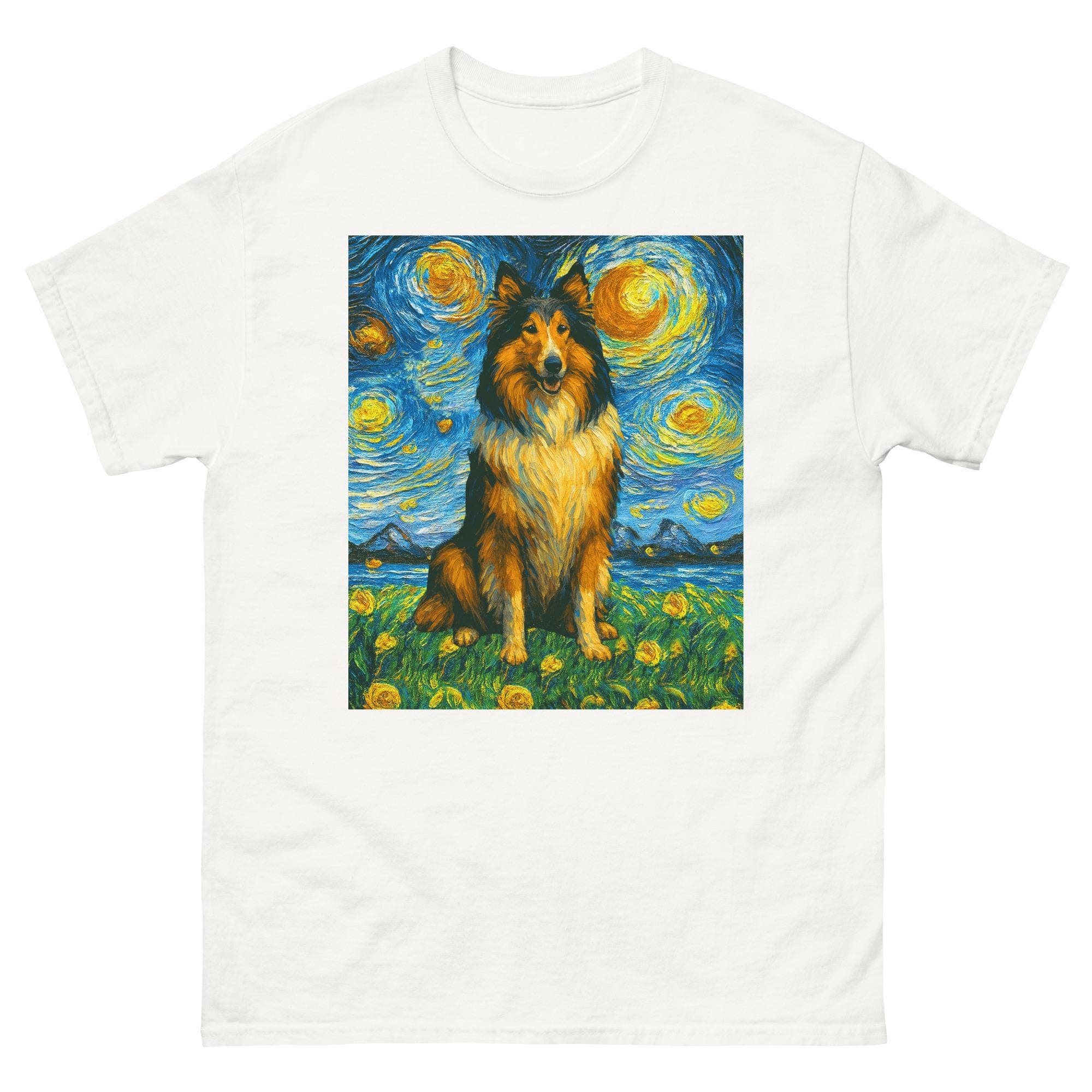 Rough Collie Van Gogh Starry Night Rough Collie Majestic Lassie-Inspired Canine Art Gift Unisex classic T-Shirt