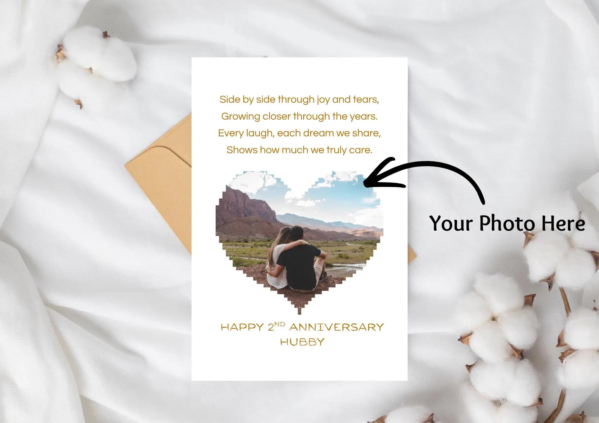 Personalizes Anniversary card For Husband Custom Photo anniversary Card 2nd anniversary gift for Partner - image 3