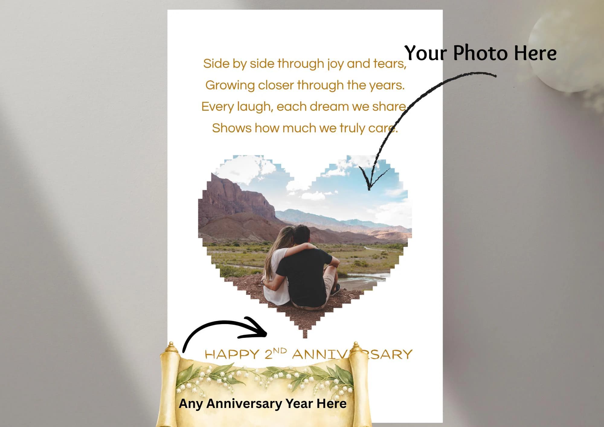 Personalizes Anniversary card For Husband Custom Photo anniversary Card 2nd anniversary gift for Partner