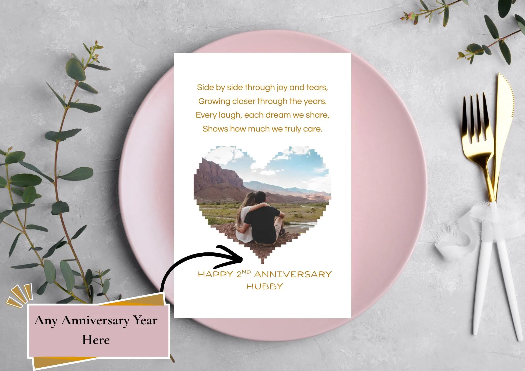 Personalizes Anniversary card For Husband Custom Photo anniversary Card 2nd anniversary gift for Partner - image 4