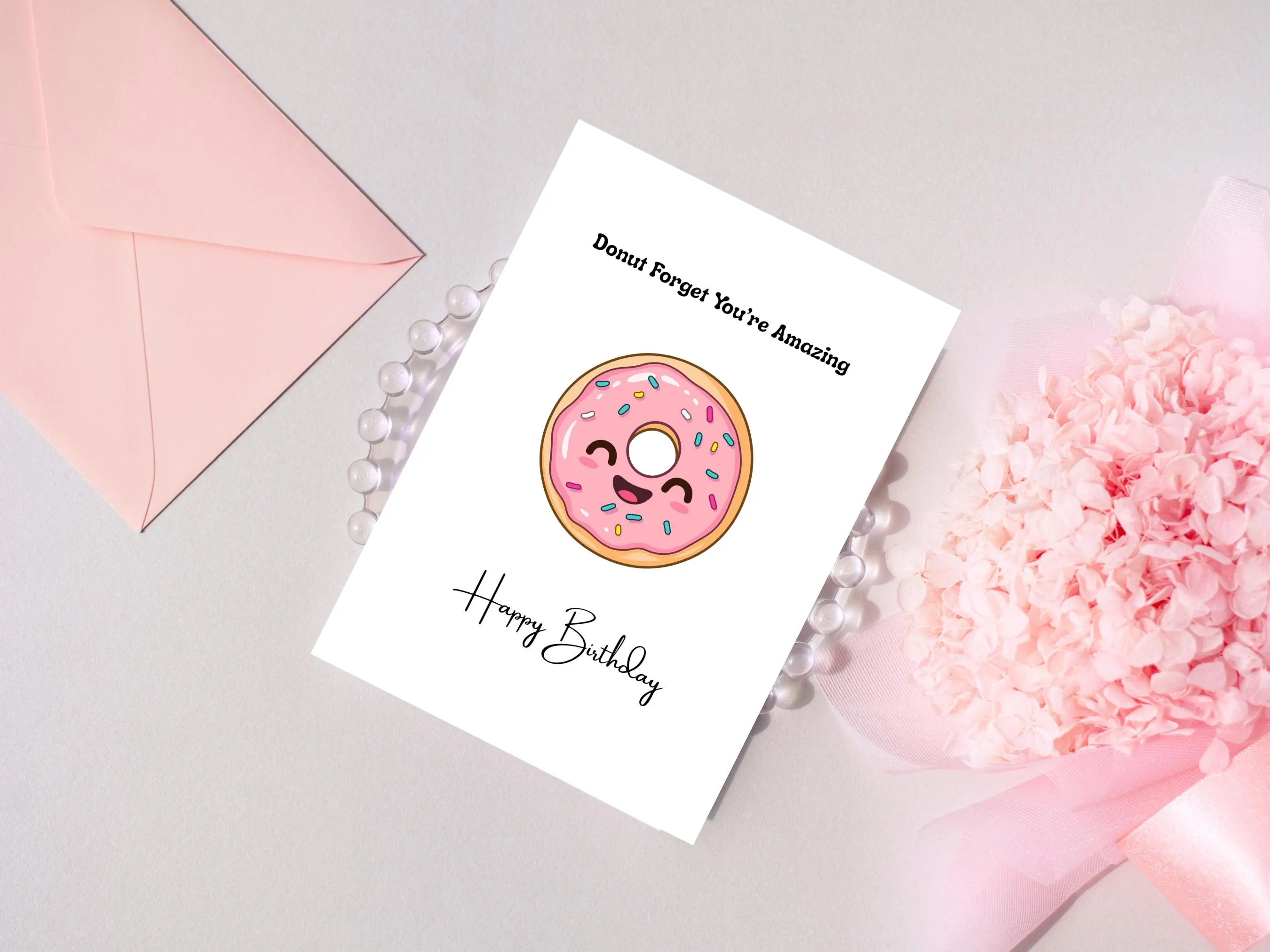 Cute printable Donut Birthday Card: Funny Greeting Cards 5x7 (Digital Download)