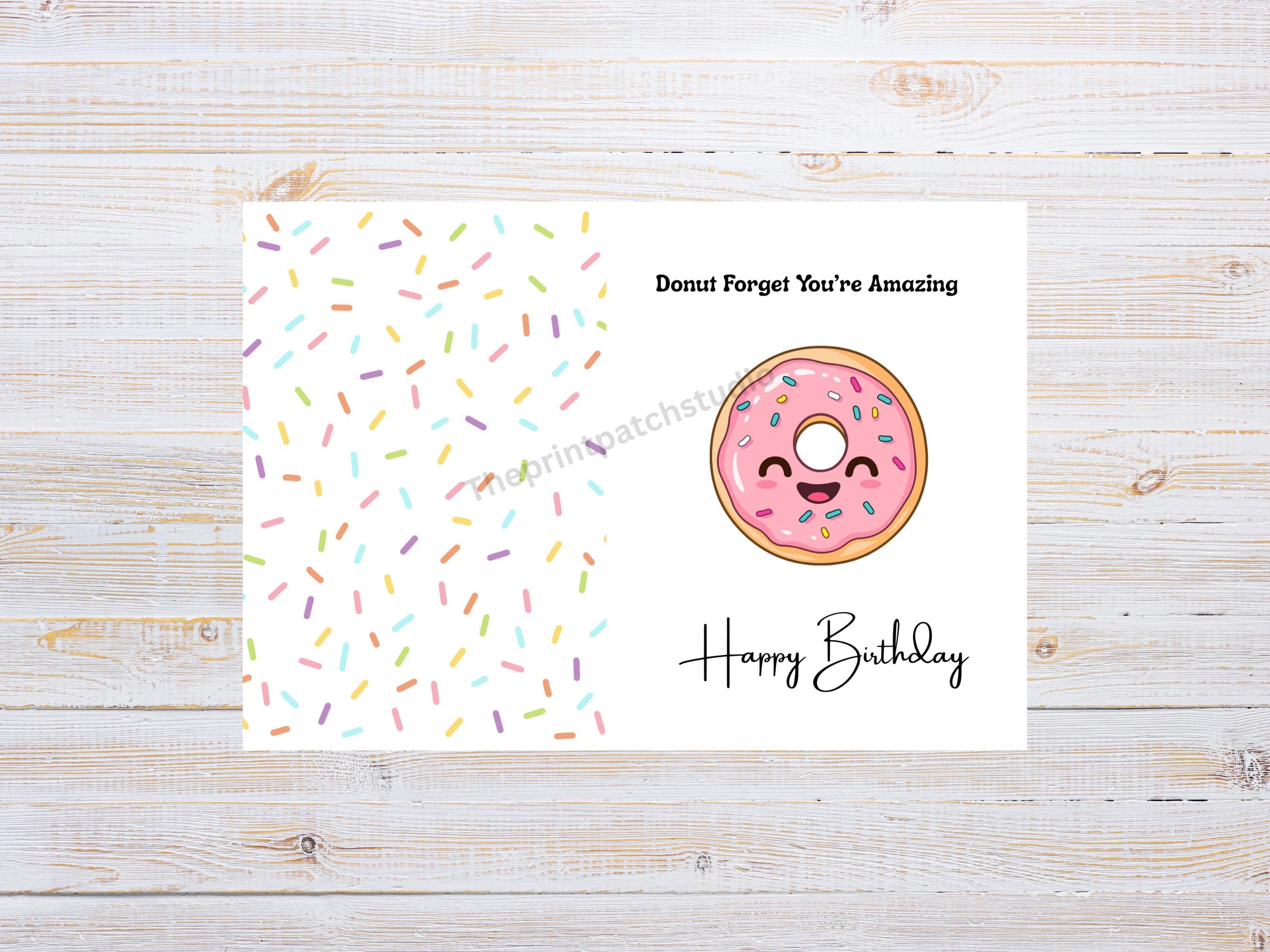 Cute printable Donut Birthday Card: Funny Greeting Cards 5x7 (Digital Download) - image 4