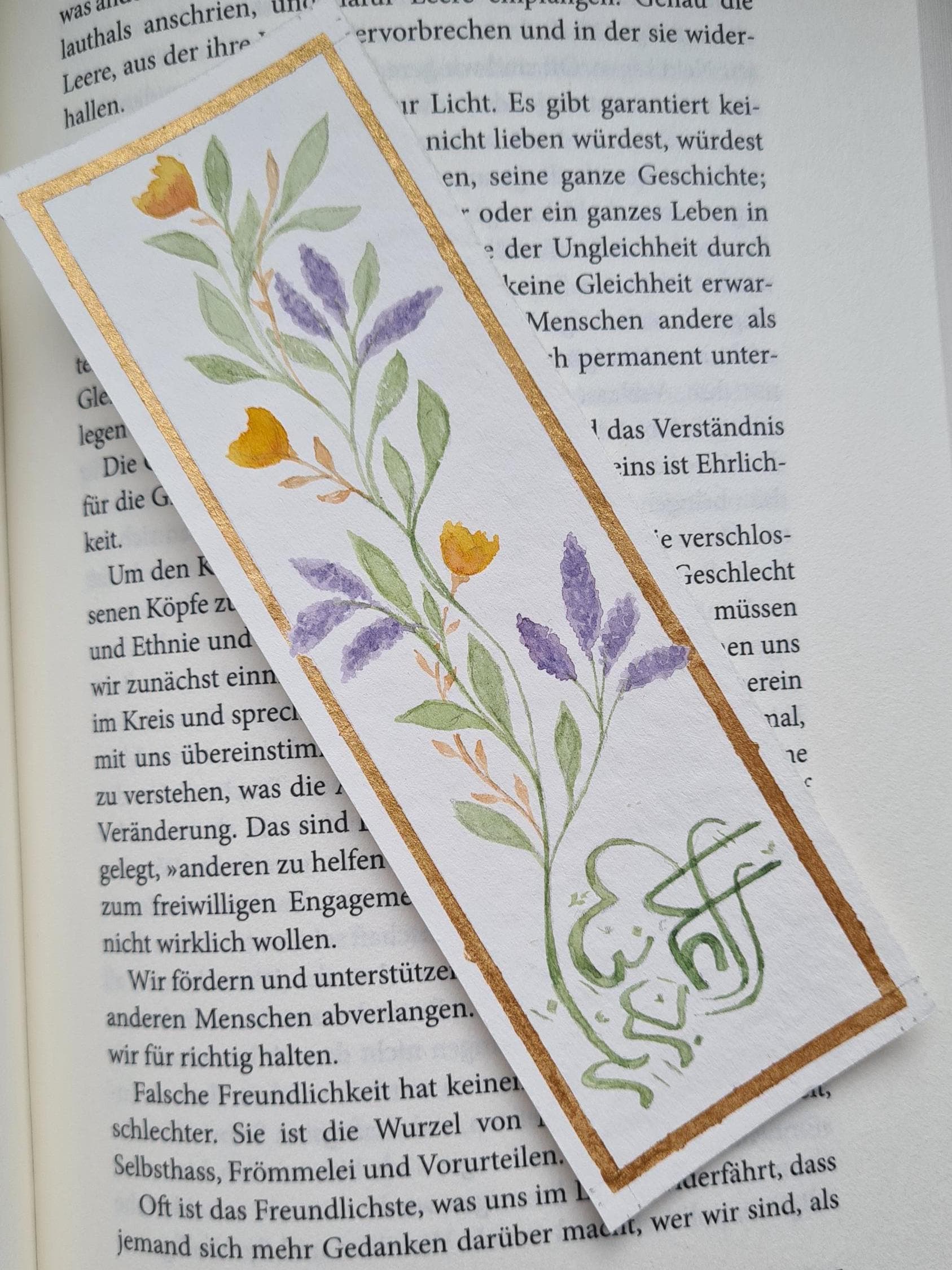 Islamisches 'Rabbi Zidni Ilma' Blumen-Lesezeichen - Arabische Kalligraphie Kunst - Handgemachtes Islamisches Geschenk