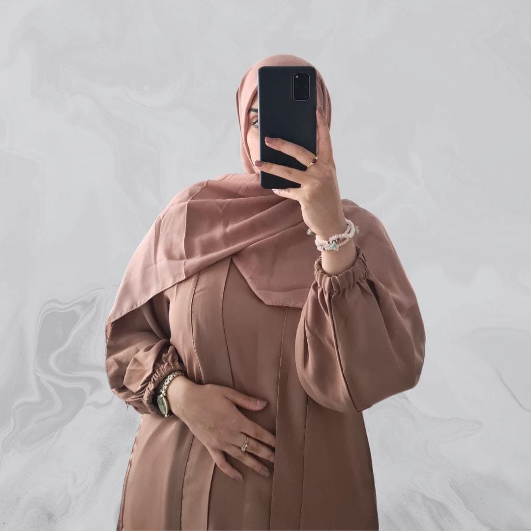 Elegant Open Peach Abaya with Slip Dress, Belt and Hijab - Perfect for Eid, Ramadan, Islamic Fashion, Modest Fashion - image 5