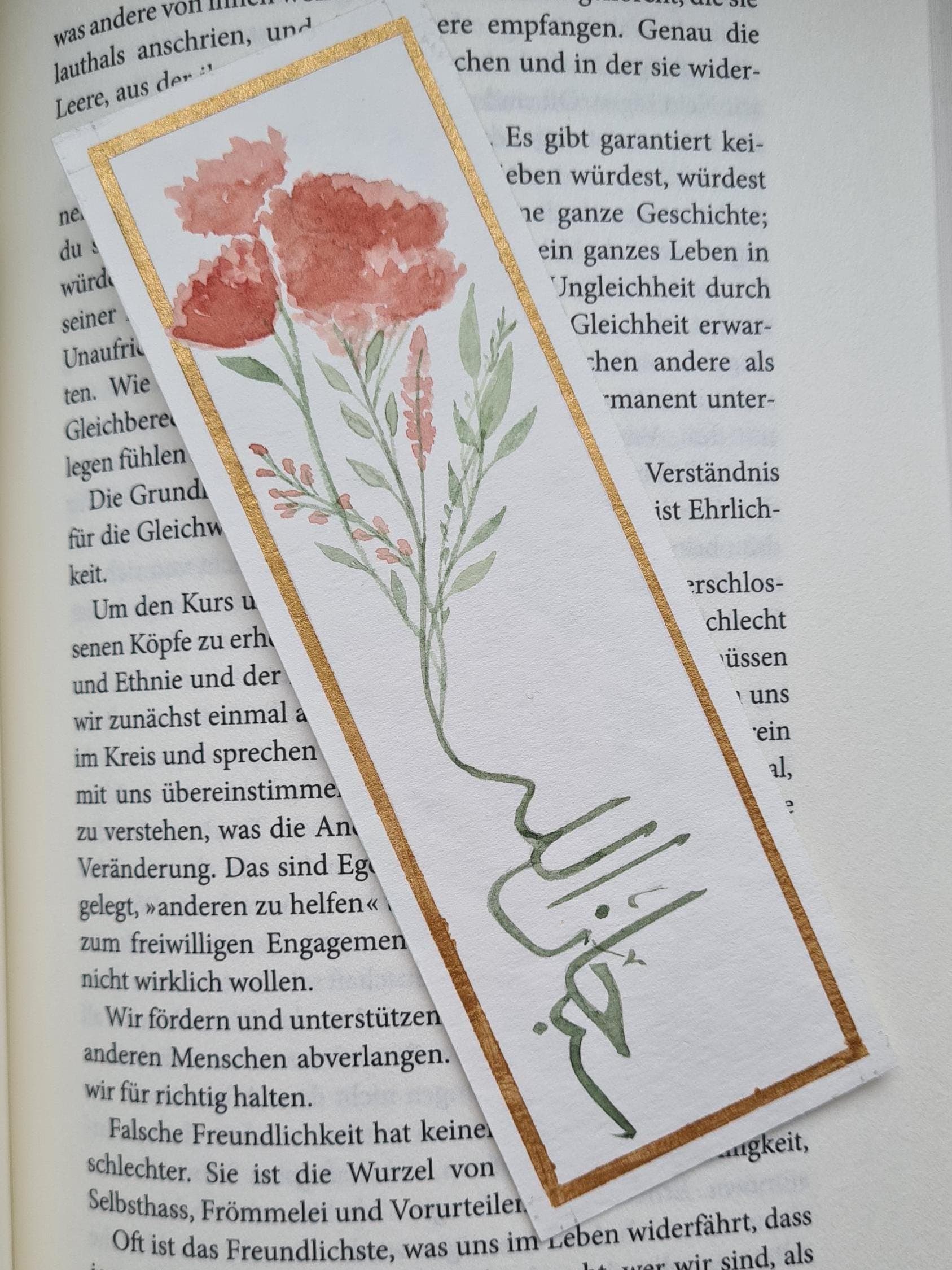 Islamisches 'SubhanAllah' Blumen-Lesezeichen - Arabische Kalligraphie Kunst - Handgemachtes Islamisches Geschenk - image 3