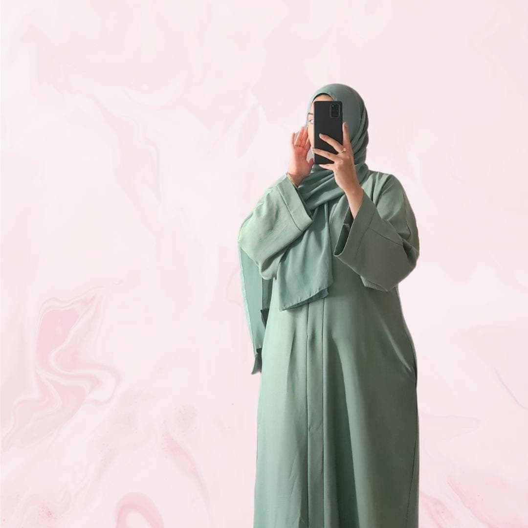 Sea Green Abaya with Hijab - Elegant Design with Buttons and Pockets | Perfect for Eid, Ramadan, Islamic Fashion, | Islamic Gift - image 5