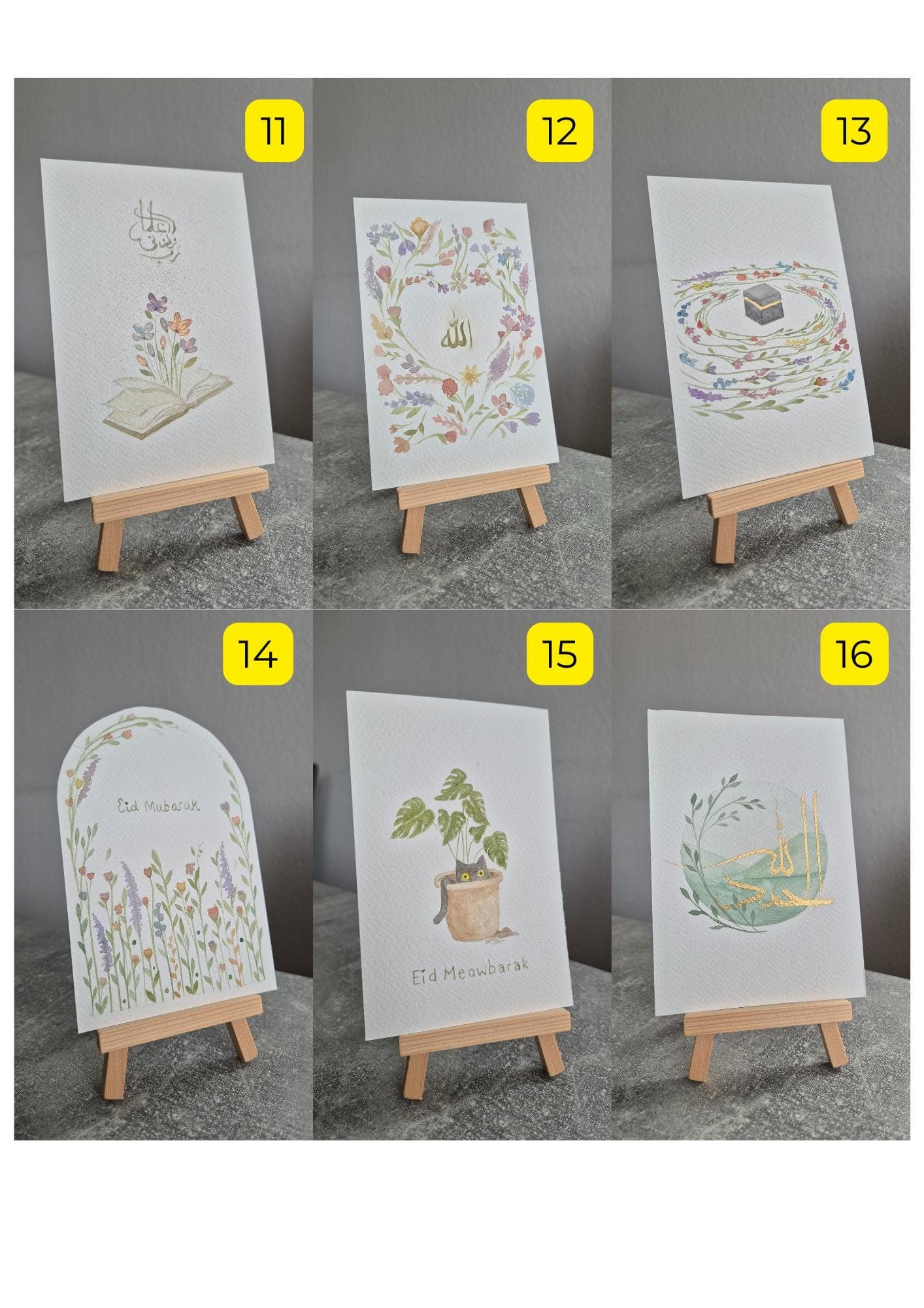 Islamische-Geschenkset: Lesezeichen | A6-Gemälde/Grußkarte | Rabbi Zidni Ilma Stift/ Handgemachtes Islamischegeschenk - image 5