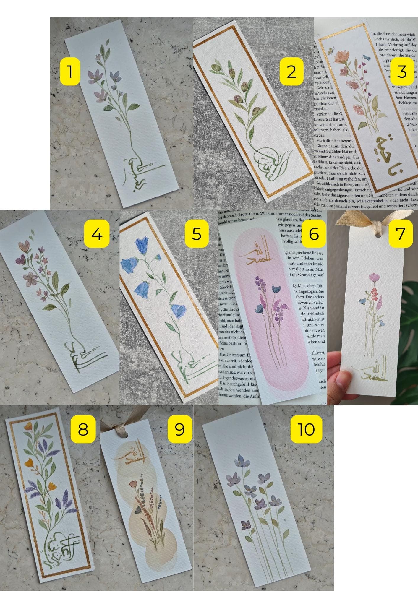 Islamische-Geschenkset: Lesezeichen | A6-Gemälde/Grußkarte | Rabbi Zidni Ilma Stift/ Handgemachtes Islamischegeschenk - image 4