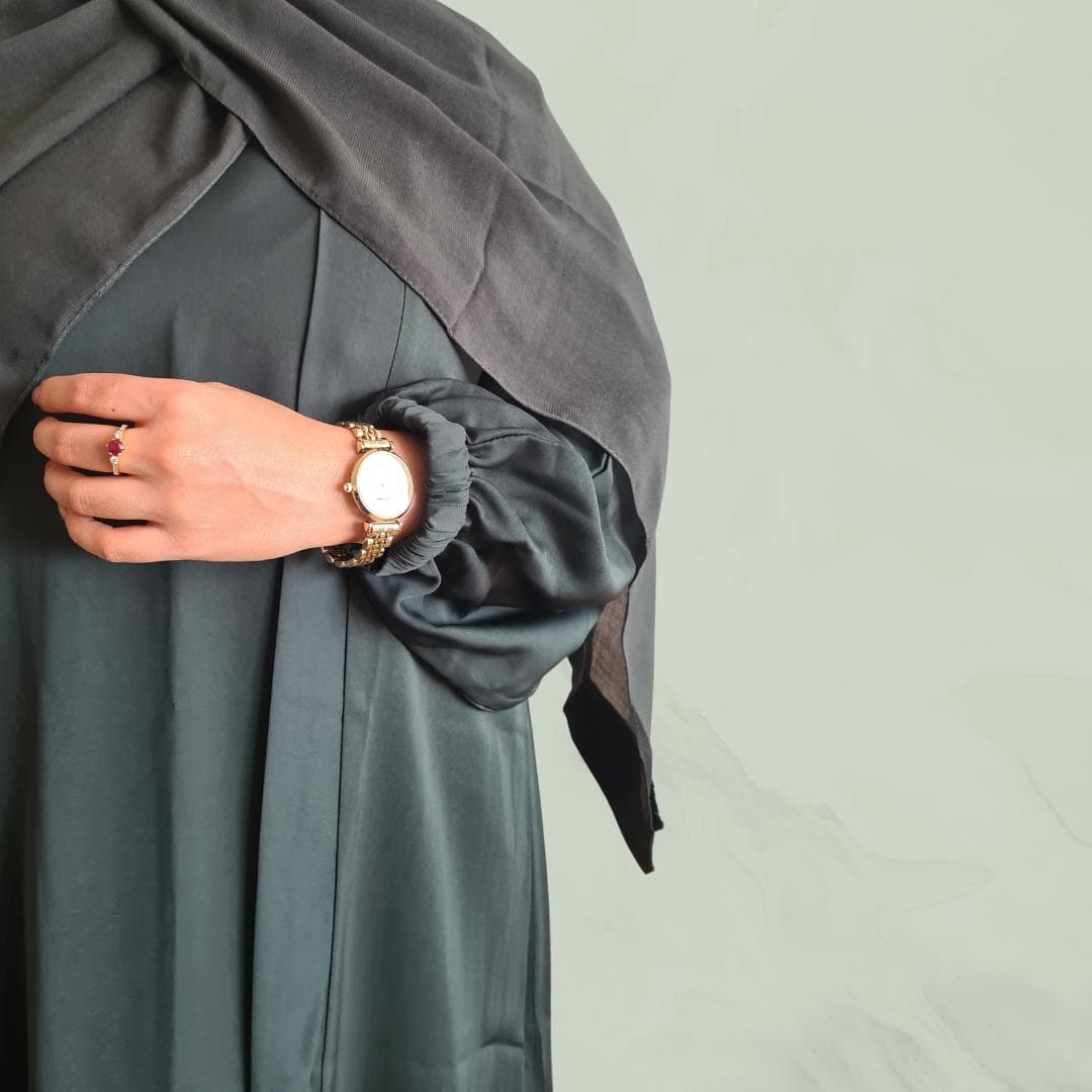 3-teiliges Smaragdgrünes Abaya-Set mit Hijab, Unterkleid und Gürtel – Perfekt für Eid, Ramadan, islamische Mode, bescheidene Mode