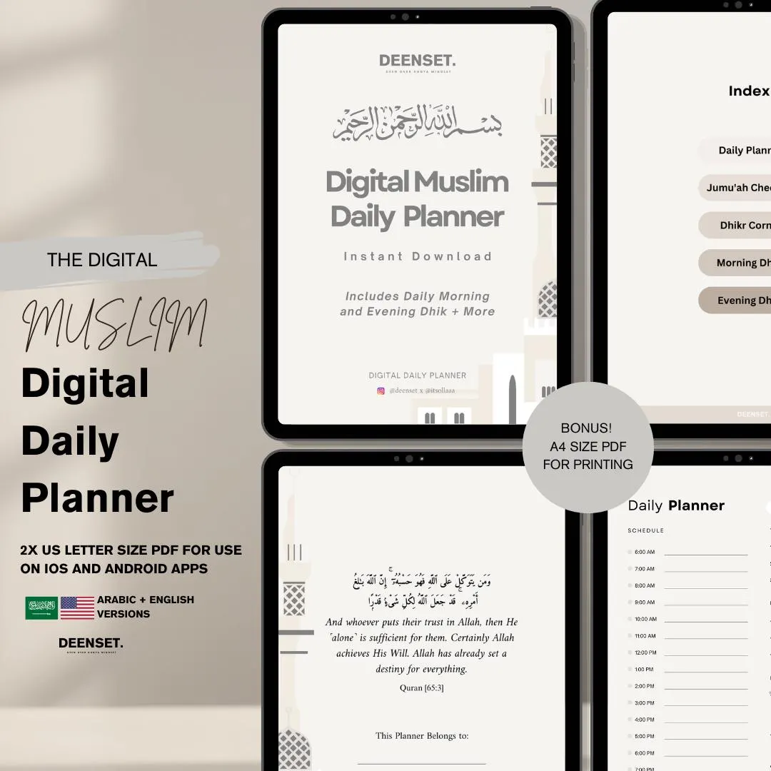 Daily Journal Digital, Islam, Muslim Daily Tracker, Muslim Journaling, Muslim Reflection, Salah Tracker, Printable PDF