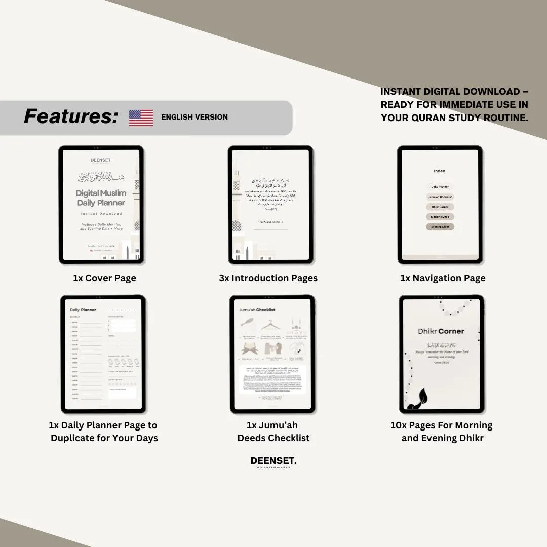 Daily Journal Digital, Islam, Muslim Daily Tracker, Muslim Journaling, Muslim Reflection, Salah Tracker, Printable PDF - image 4