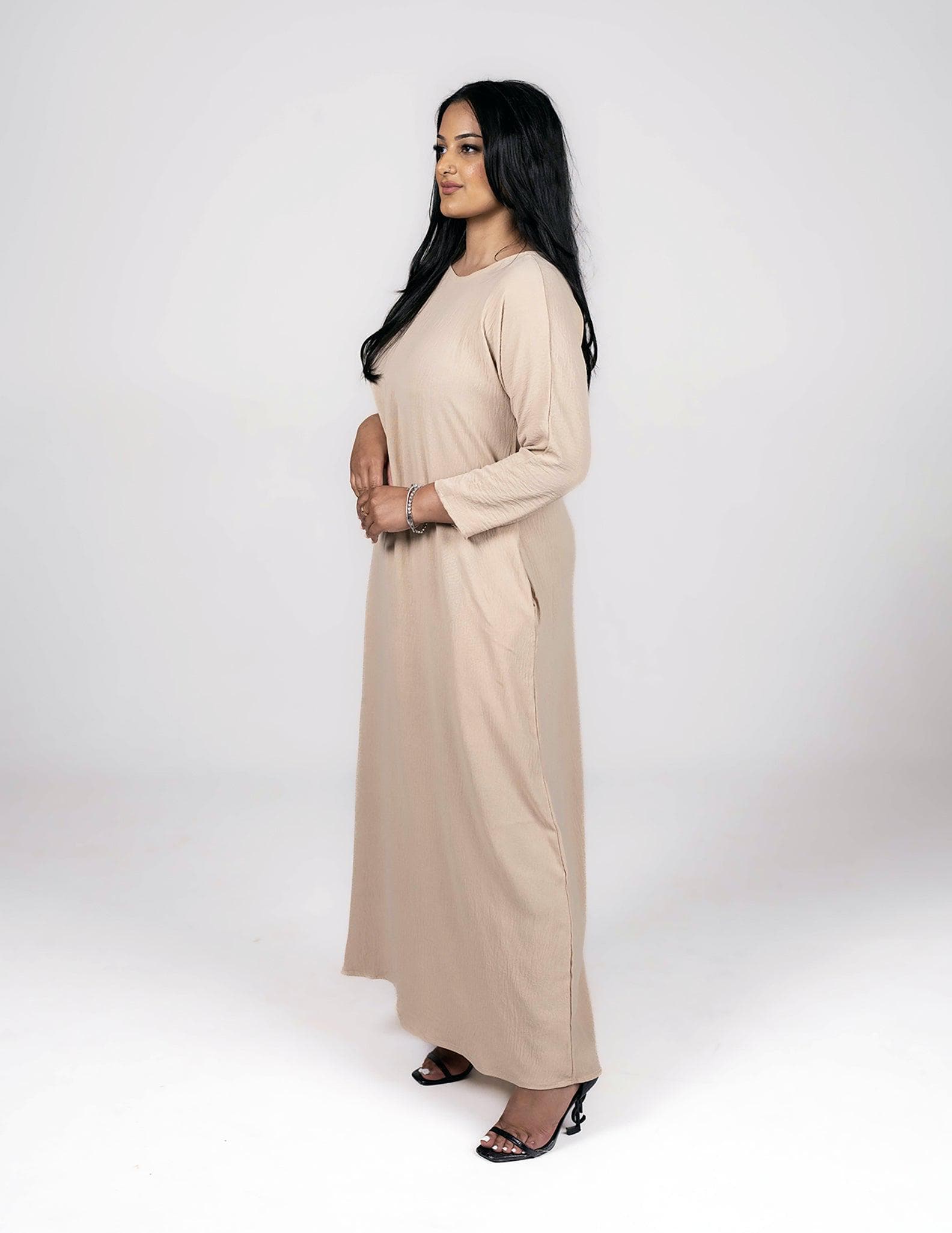Full Sleeve Beige Slip Dress - image 3