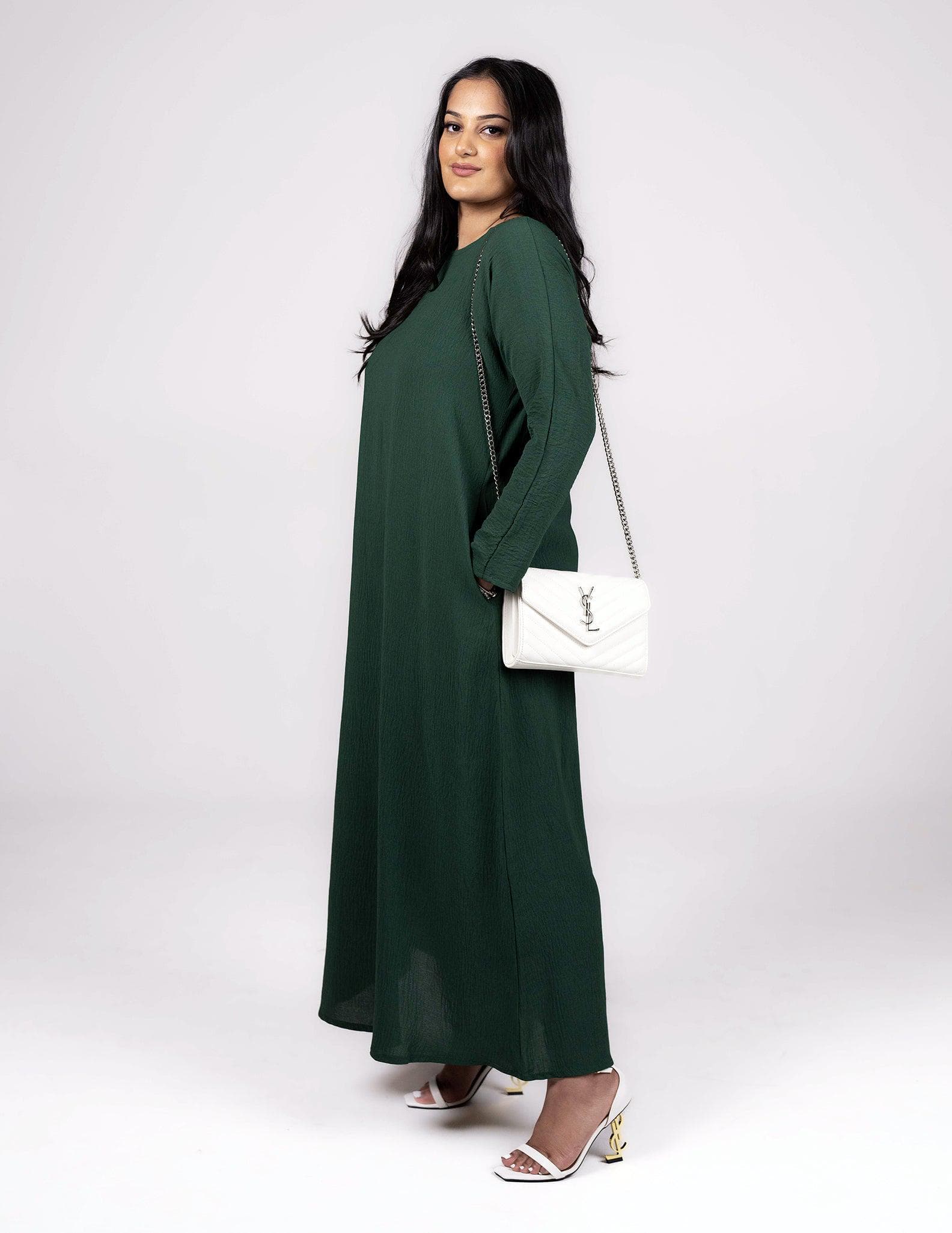 Full Sleeve Emerald Green Slip Dress - image 3