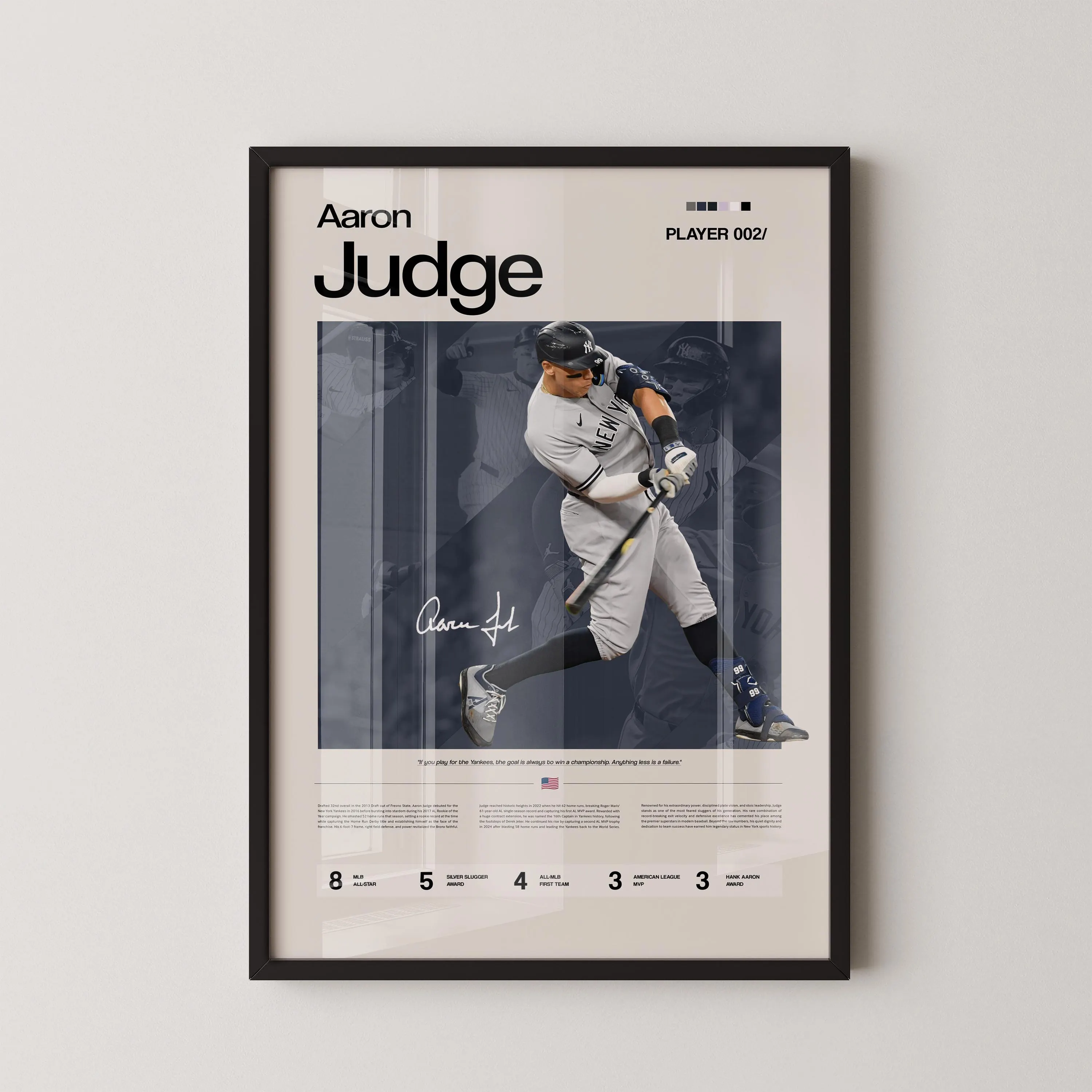 Aaron Judge Baseball Poster, Yankees Slugger Wall Art, MLB Home Runs Print, Office Decor, Gift for Dad
