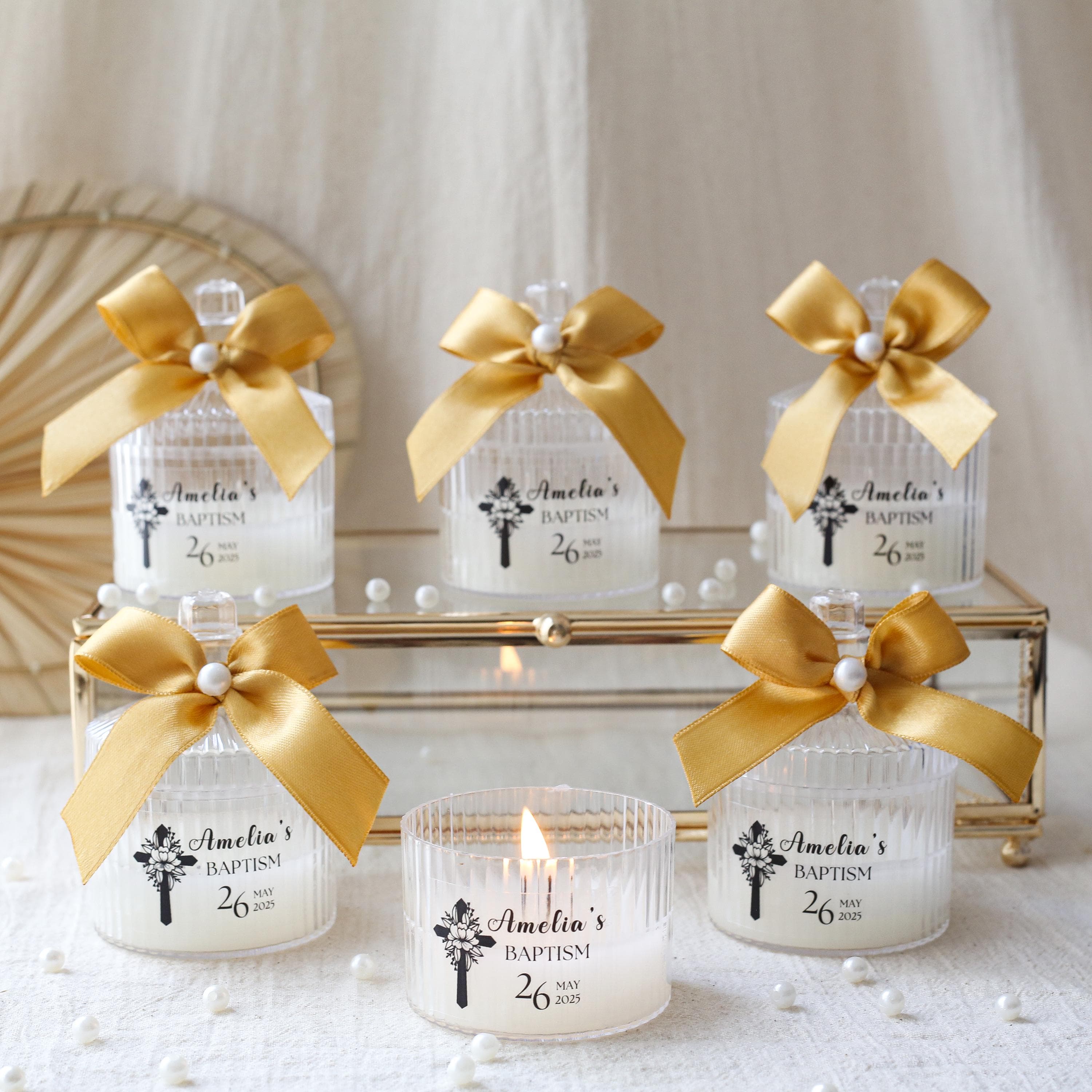 Personalized Wedding Candle Favor: Scented Plastic Candle, Baptism Gift - image 4