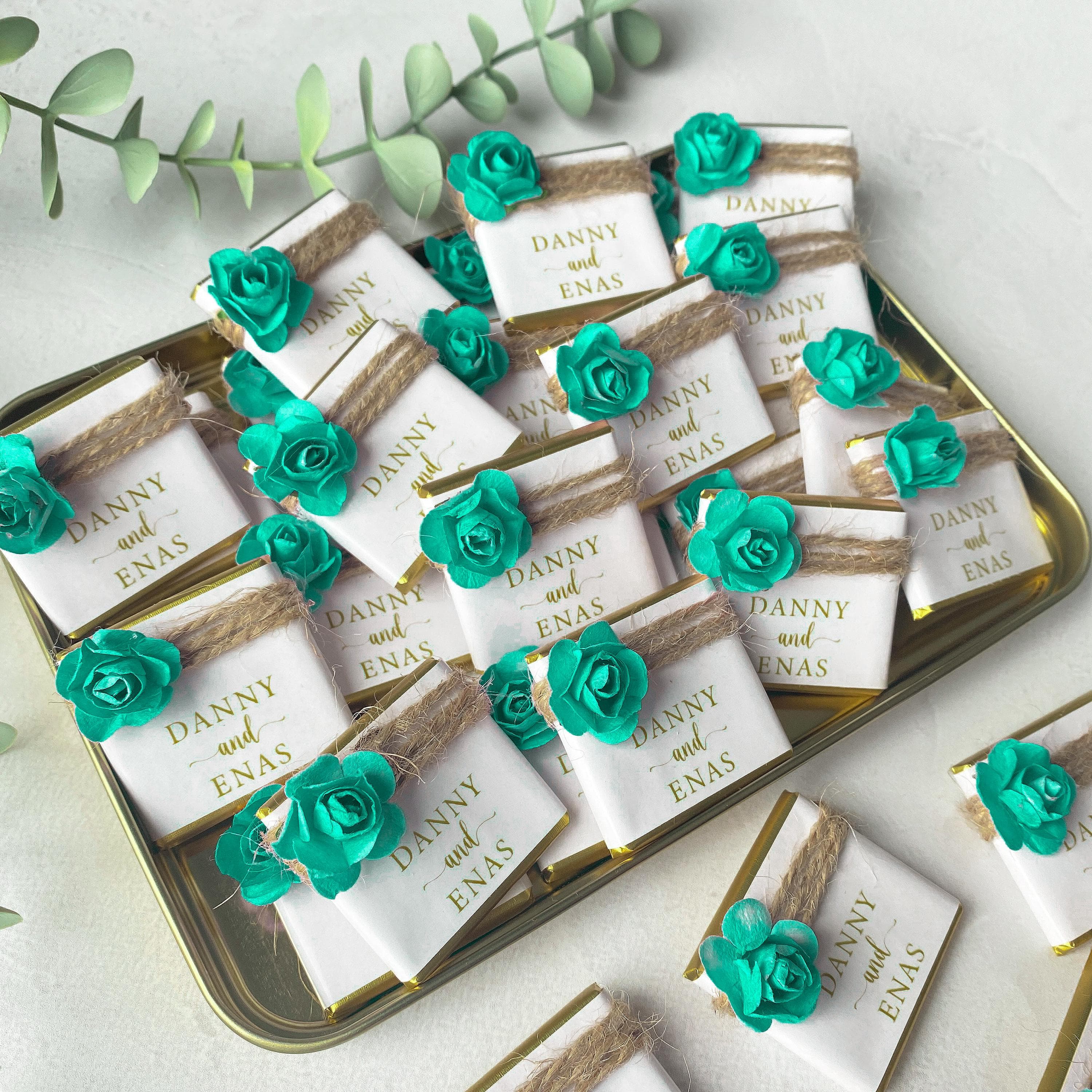 Blue Floral Wedding Favor Chocolate: Personalized Party Favors - image 3