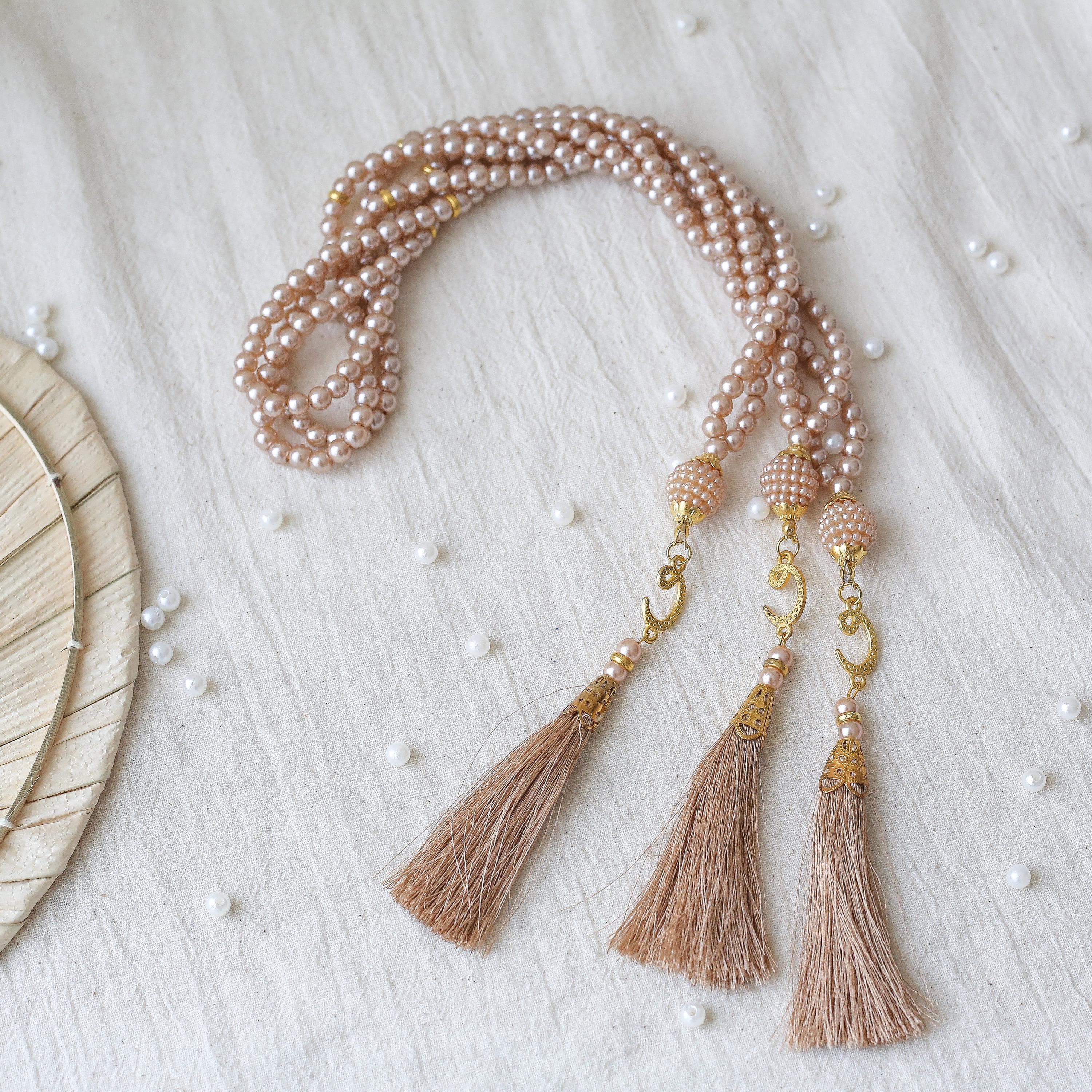 Handmade Glass Pearl Tasbih: Islamic Prayer Beads, Muslim Gift