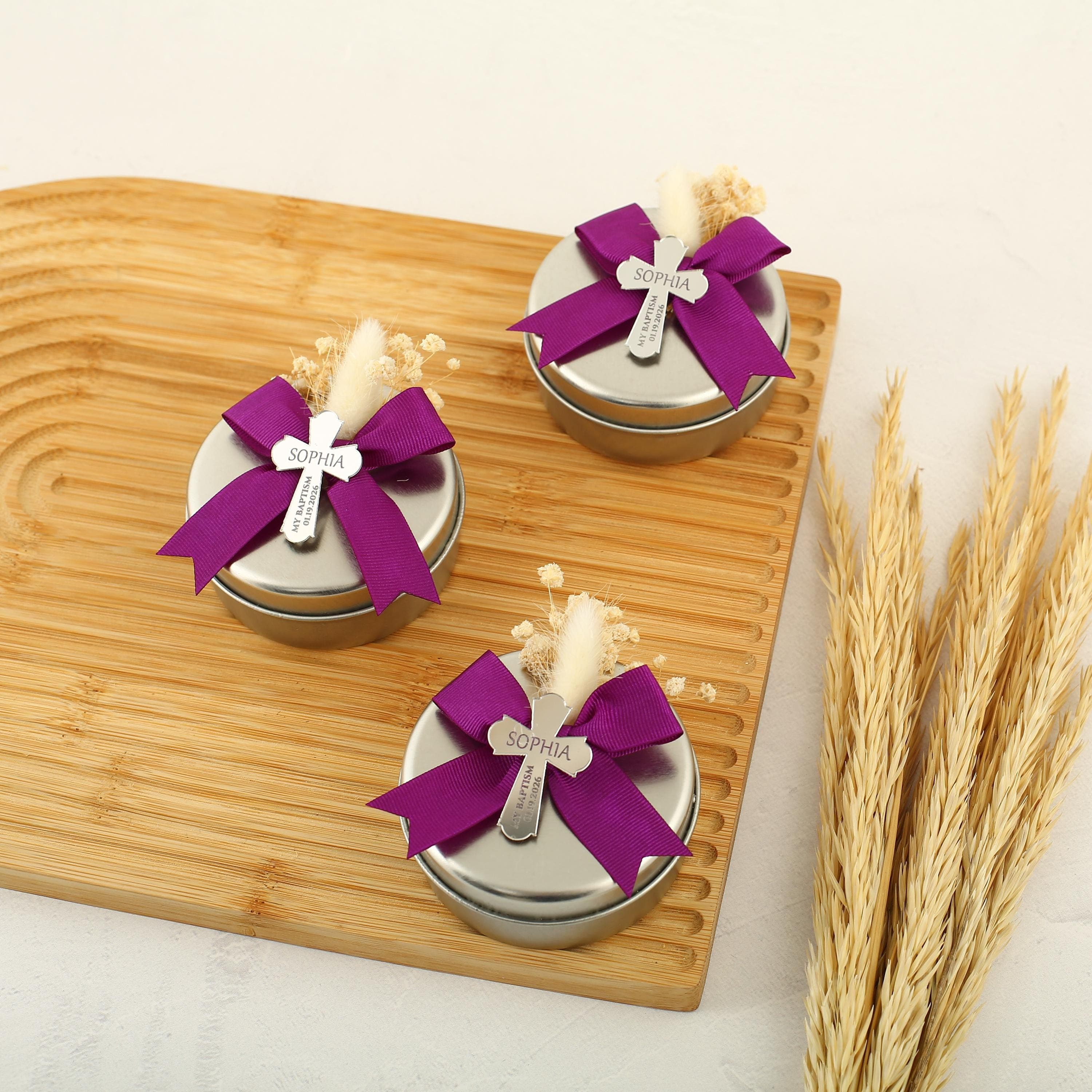 Personalized Candle Wedding Favors: Mini Metal Tin, Baptism Favors - image 3