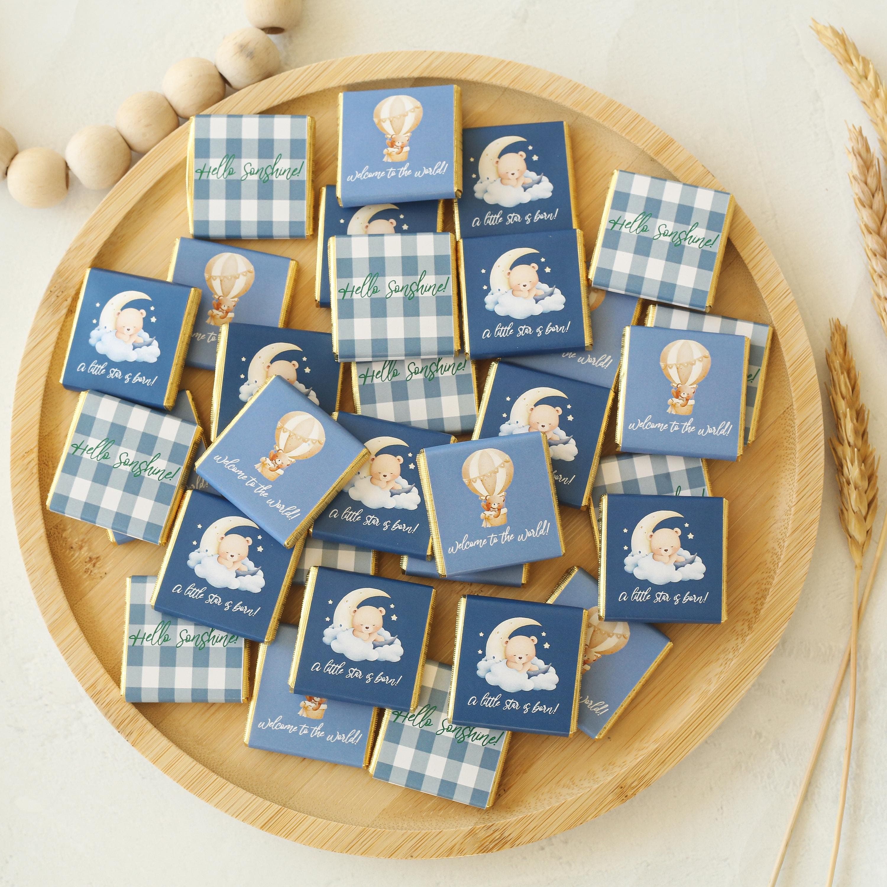 Custom Teddy Bear Birthday Chocolate, Personalized Chocolate Favors for Baby Shower, Newborn Baby, Baptism & First Birthday Party Treats - image 4