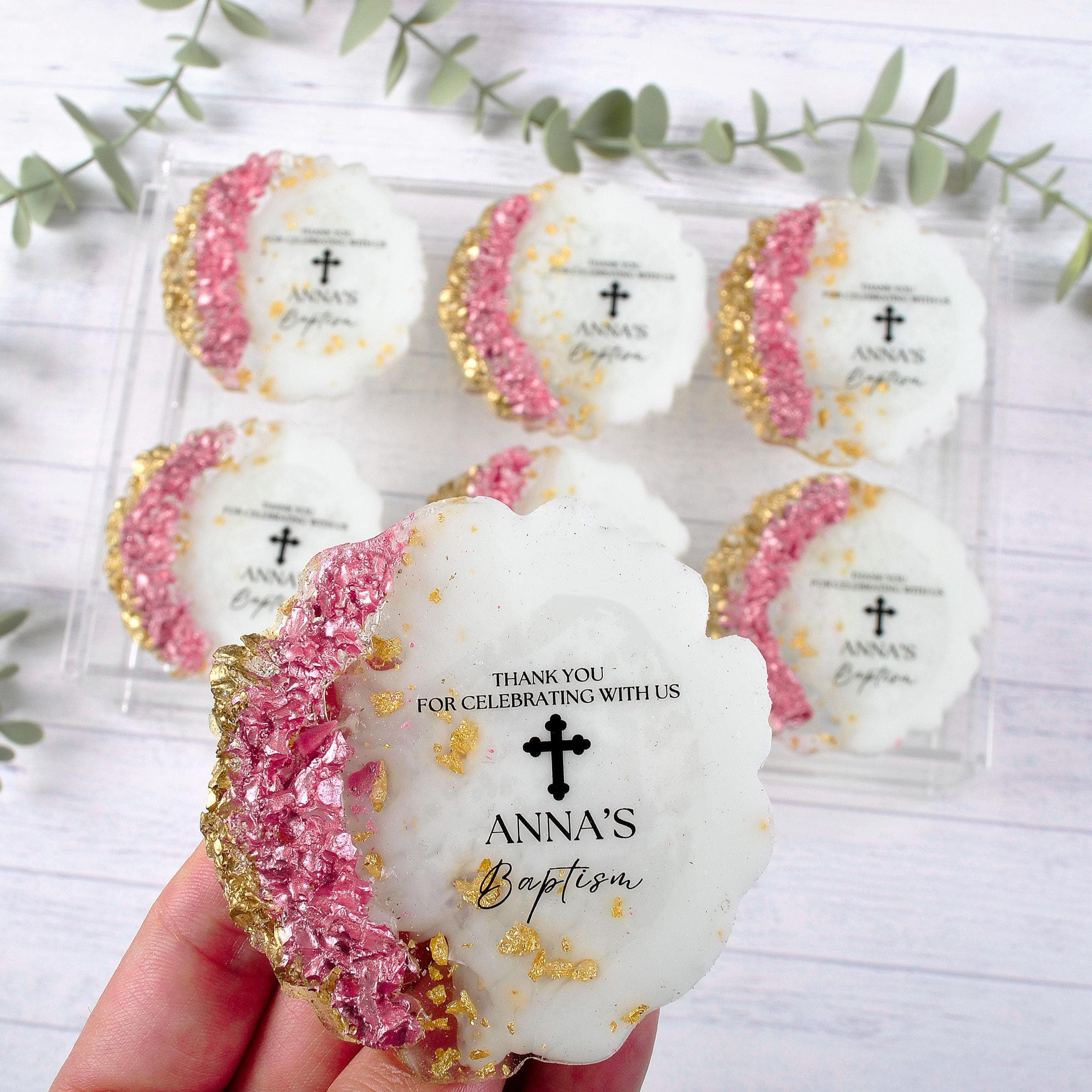 Personalized Baptism Resin Magnet Favor, Christening Keepsake - image 5