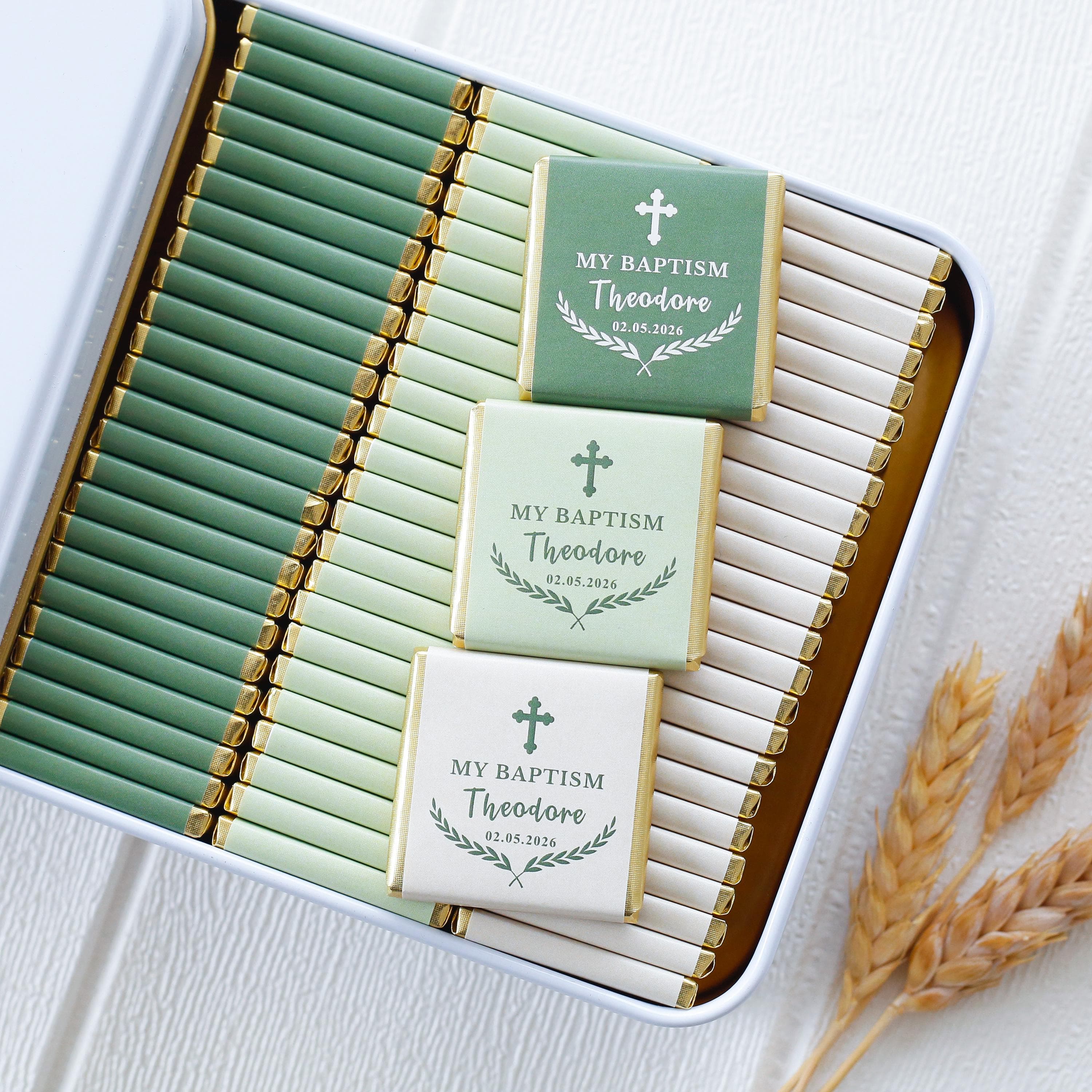 Custom Baptism Chocolate Favors: Personalized Christening Gift, Chocolate Gift, Meine Taufe, Mi Bautizo, First Communion Favors, Baptême - image 3