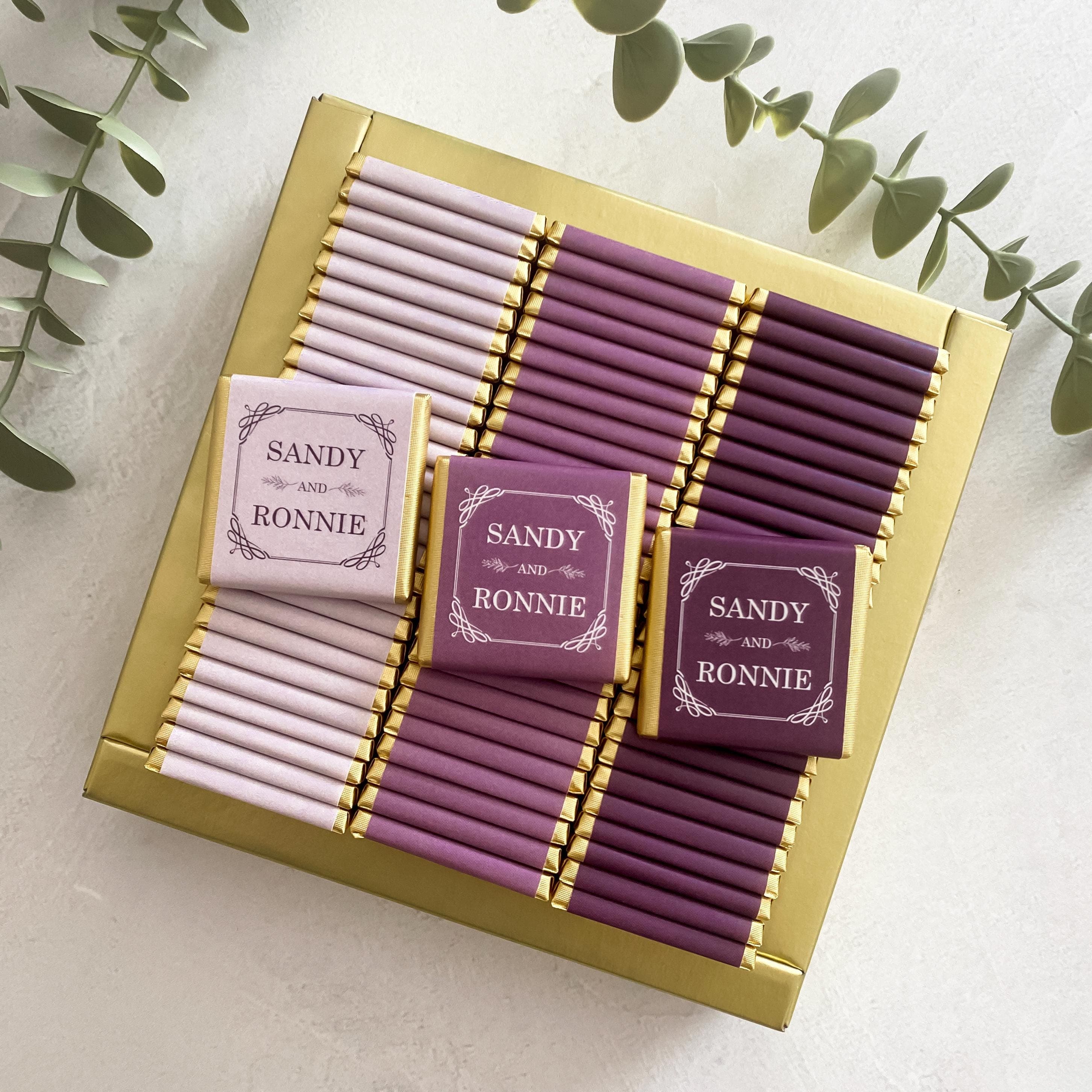50 Personalized Wedding Chocolate Favors: Engagement, Baptism
