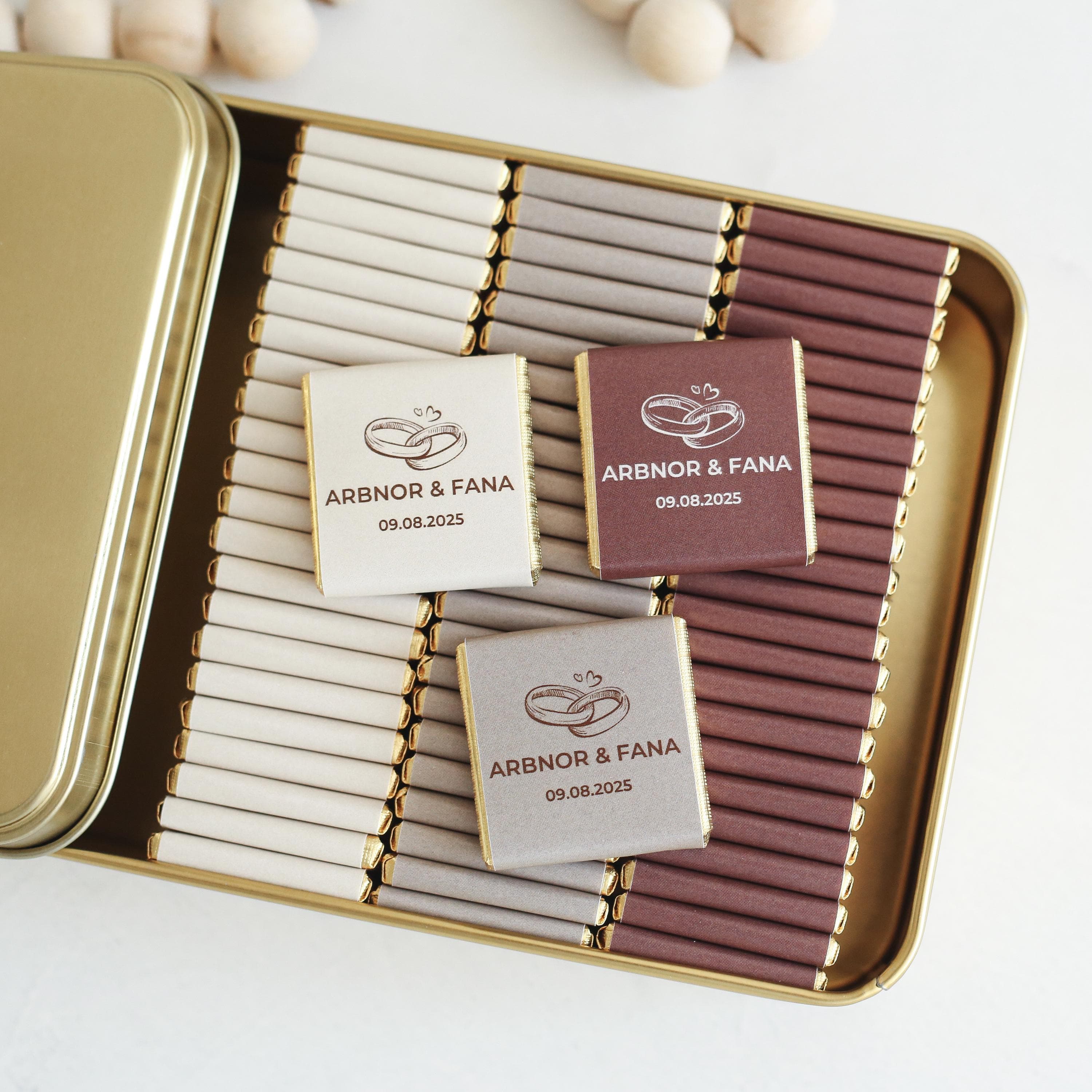 50 Pcs Wedding Chocolate, Customized Chocolate, Communion Favors, Wedding Favors, Gold Chocolate, Favors For Guests, Wedding Table Decor