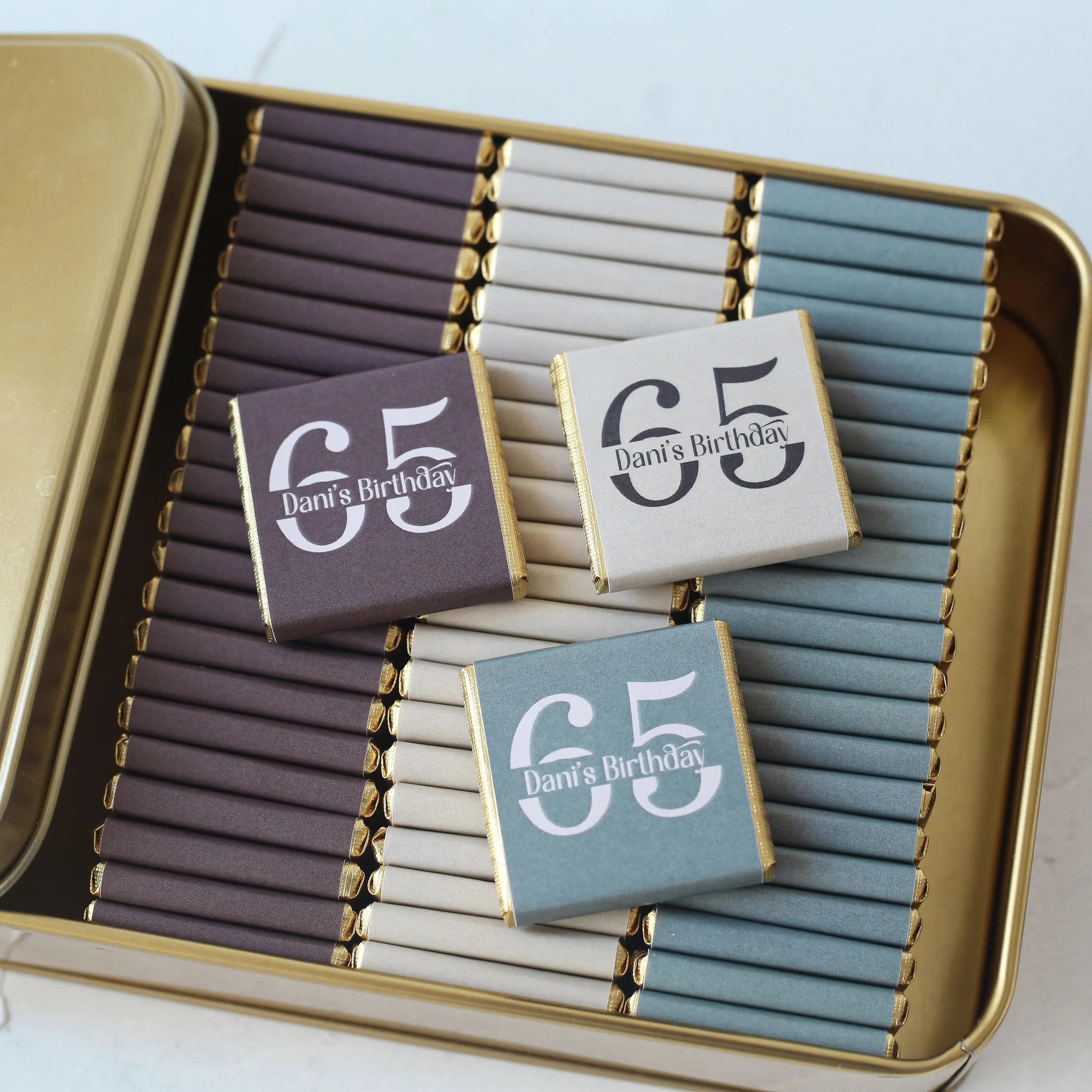 Personalized Milestone Birthday Chocolate Favors: 40th, 50th, 60th, 70th, 80th, 90th, 100th