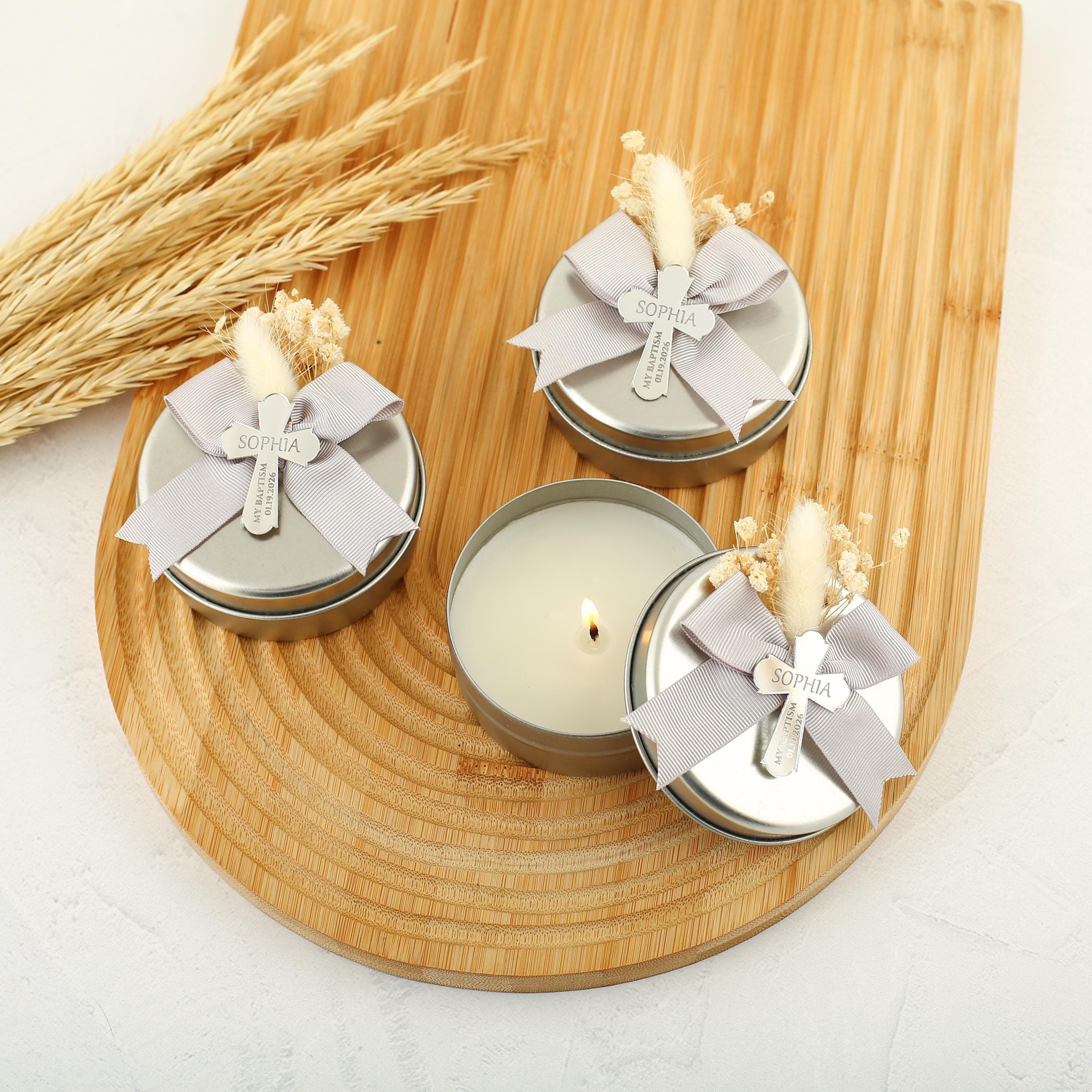 Personalized Baptism Candle Favors: Elegant Christening Gift - image 4