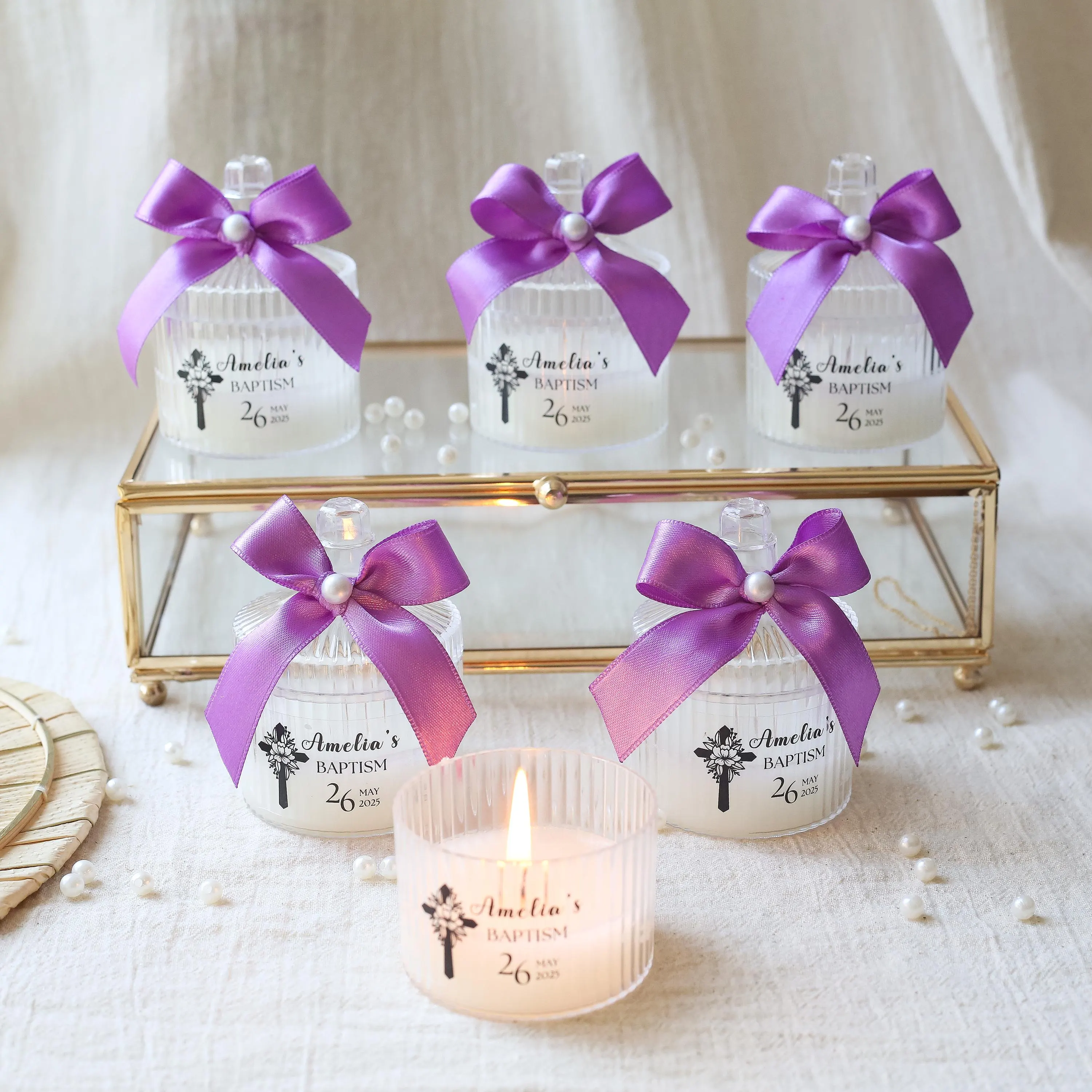 Personalized Baptism Candle Favors: Scented Christening Gift - image 4