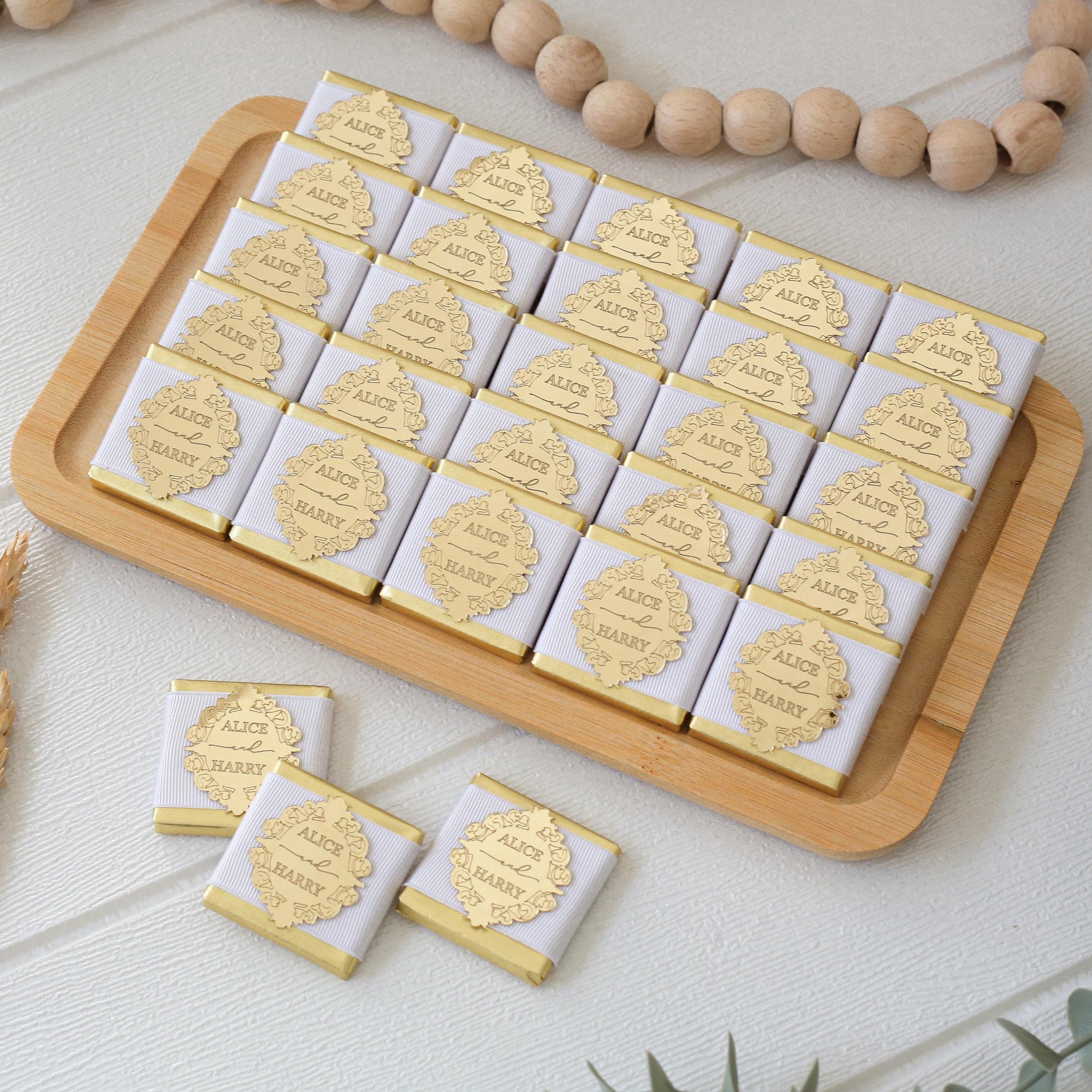 Personalized Mirror & Ribbon Chocolate Favors –Custom Wedding, Baptism, Baby Shower, Engagement Favors , quinceanera chocolate ,Party favors - image 5