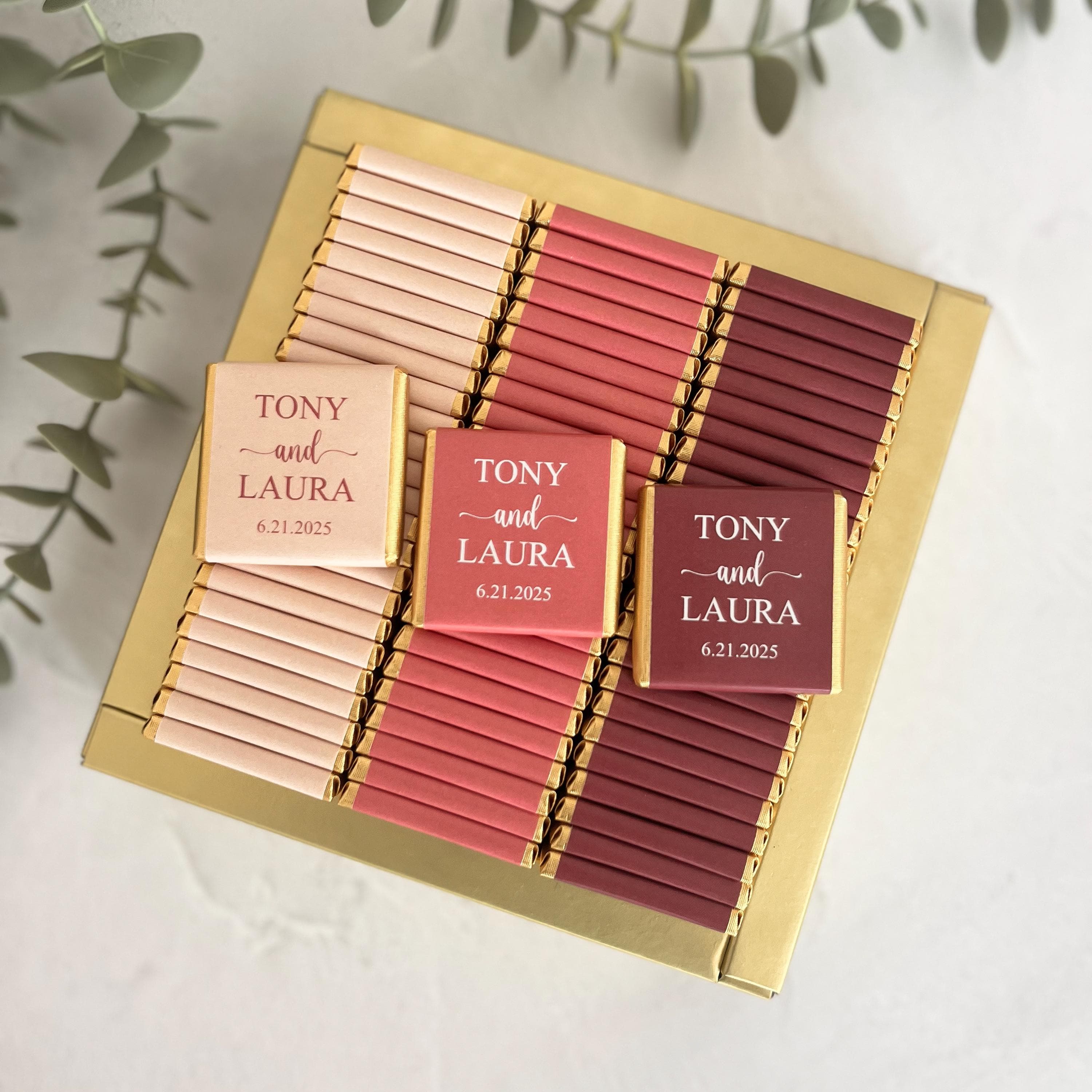 50 Personalized Wedding Chocolate Favors: Engagement, Baptism - image 4