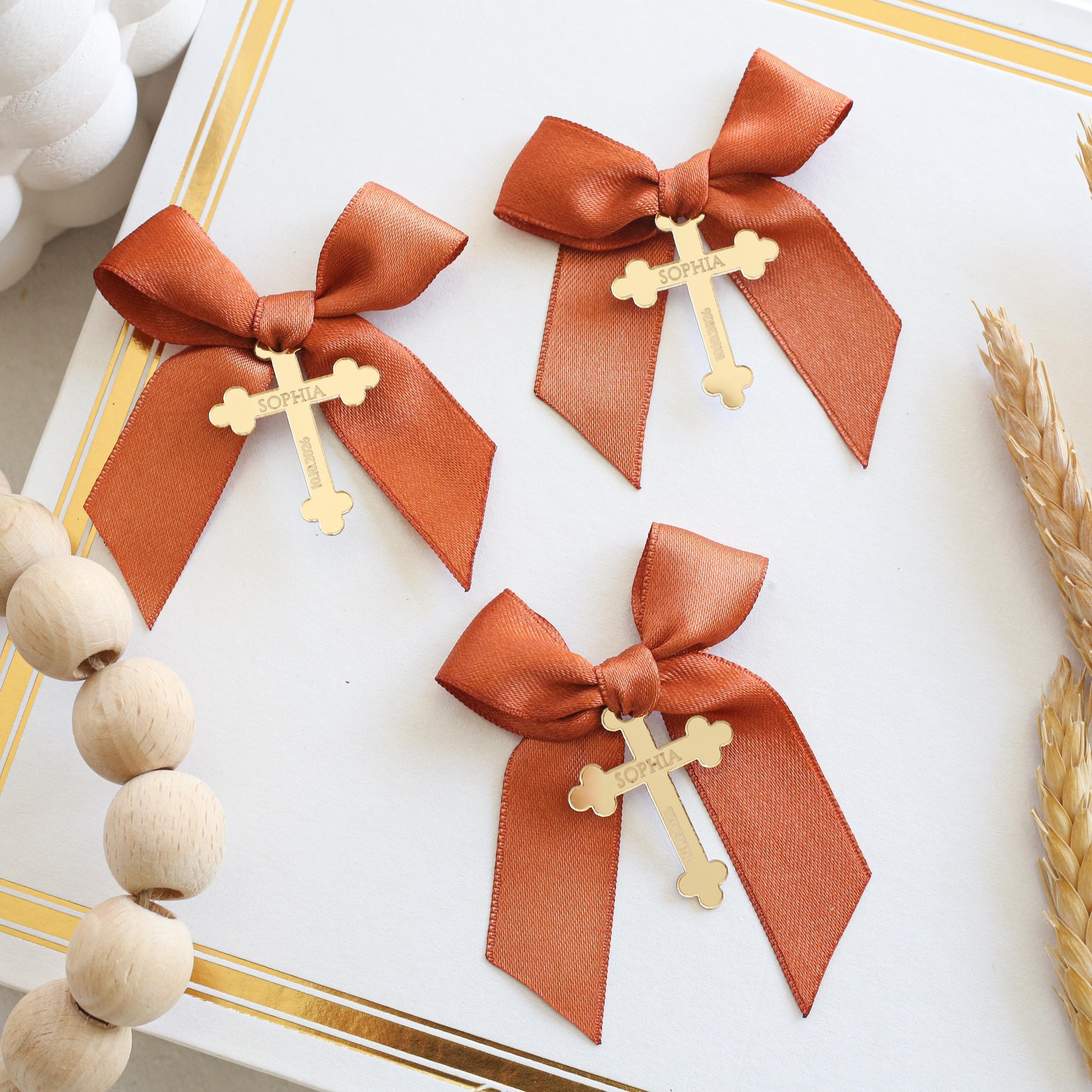 Personalized Gold Acrylic Baptism Favor Tag with Ribbon: Christening, Communion, Confirmación, Primera Comunión , Battesimo , Baptême - image 3