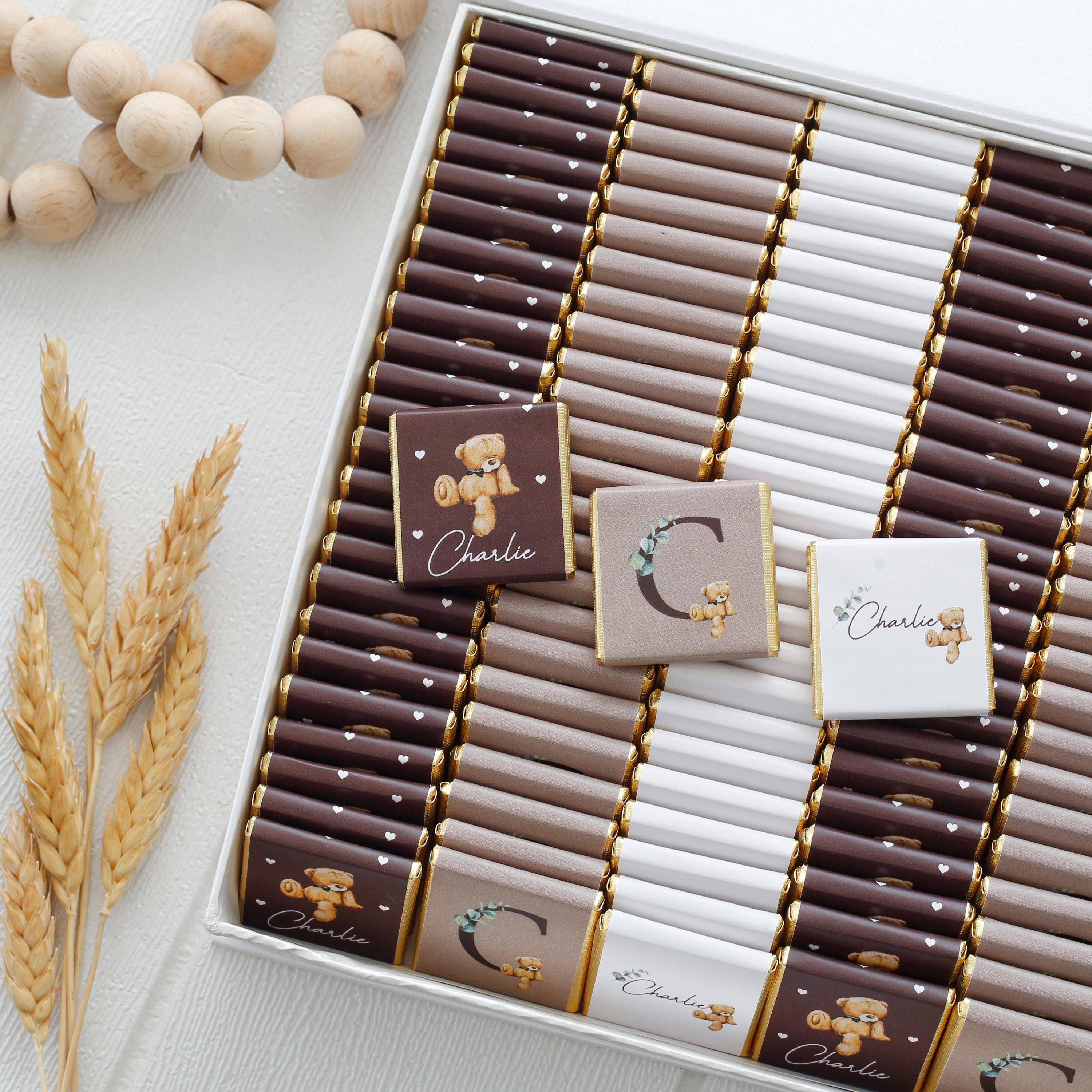 50 Pcs Personalised Baby Shower Chocolate, Newborn Baby Chocolate, Custom Chocolate Favors, Sweet16, Baptism Chocolate, Baby Shower Gift