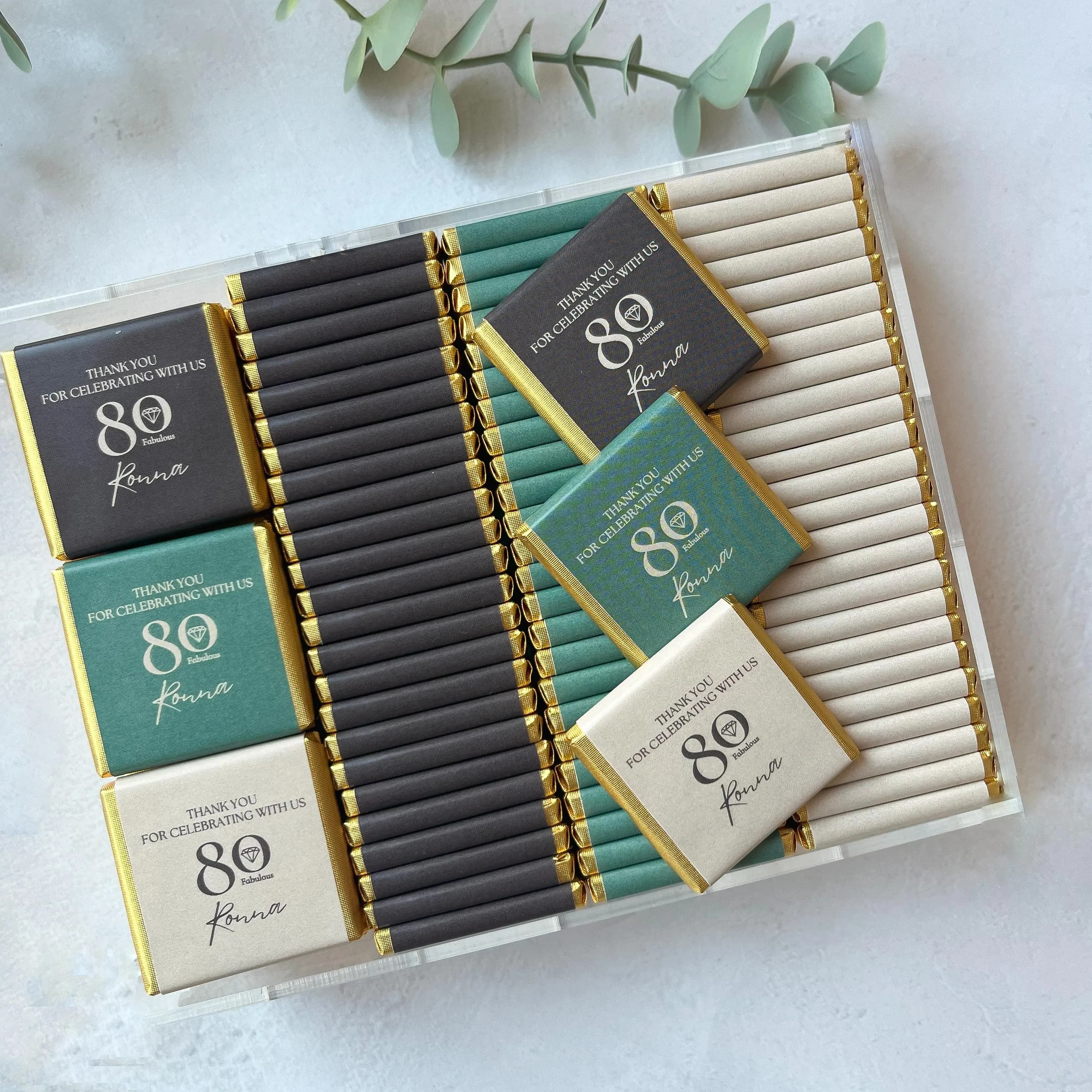 Personalized Milestone Birthday Chocolate Favors: 40th, 50th, 60th, 70th, 80th, 90th, 100th - image 3