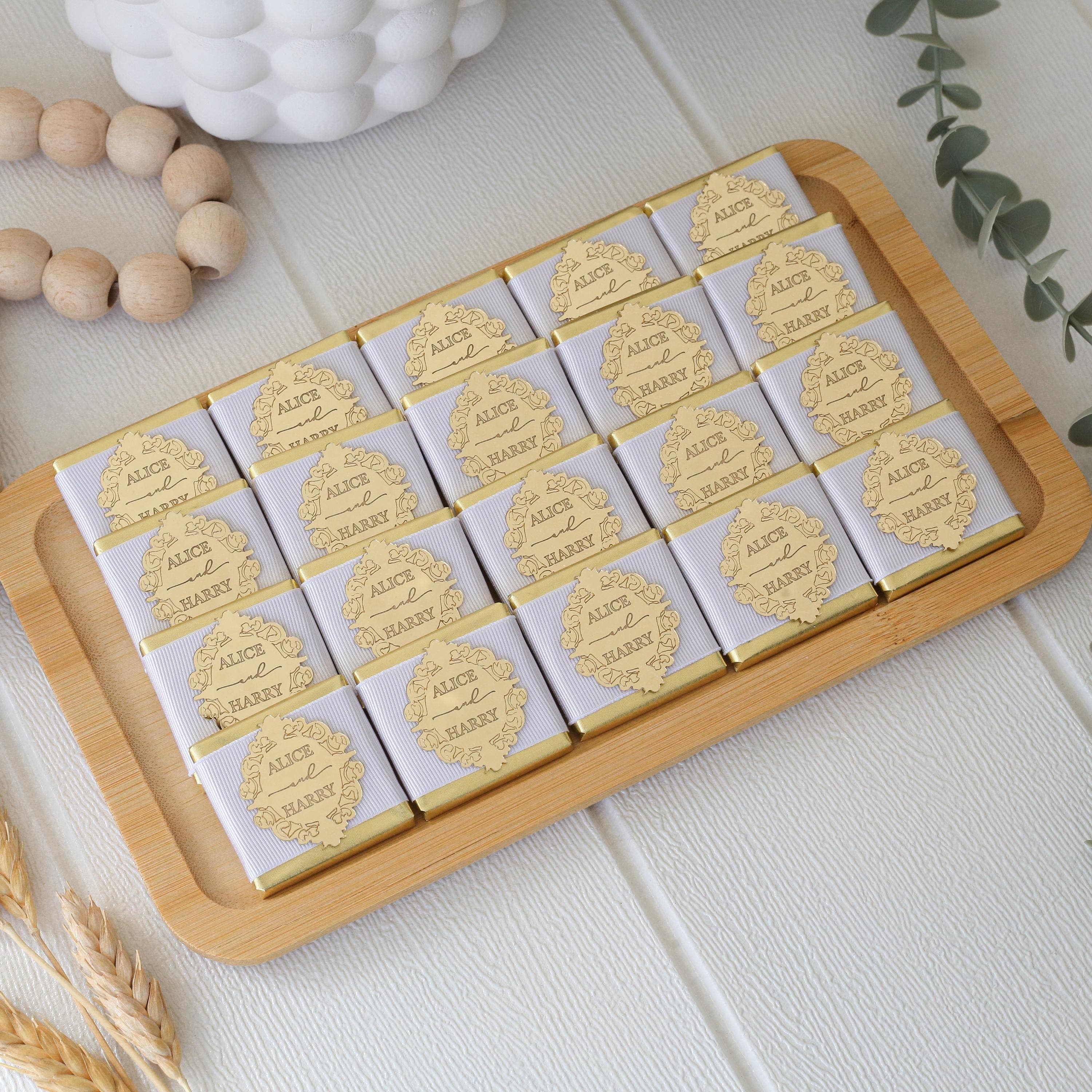 Personalized Chocolate Favors, White Ribbon, Engagement, Baptism Chocolate party favors, Personalized chocolate for Wedding - image 5
