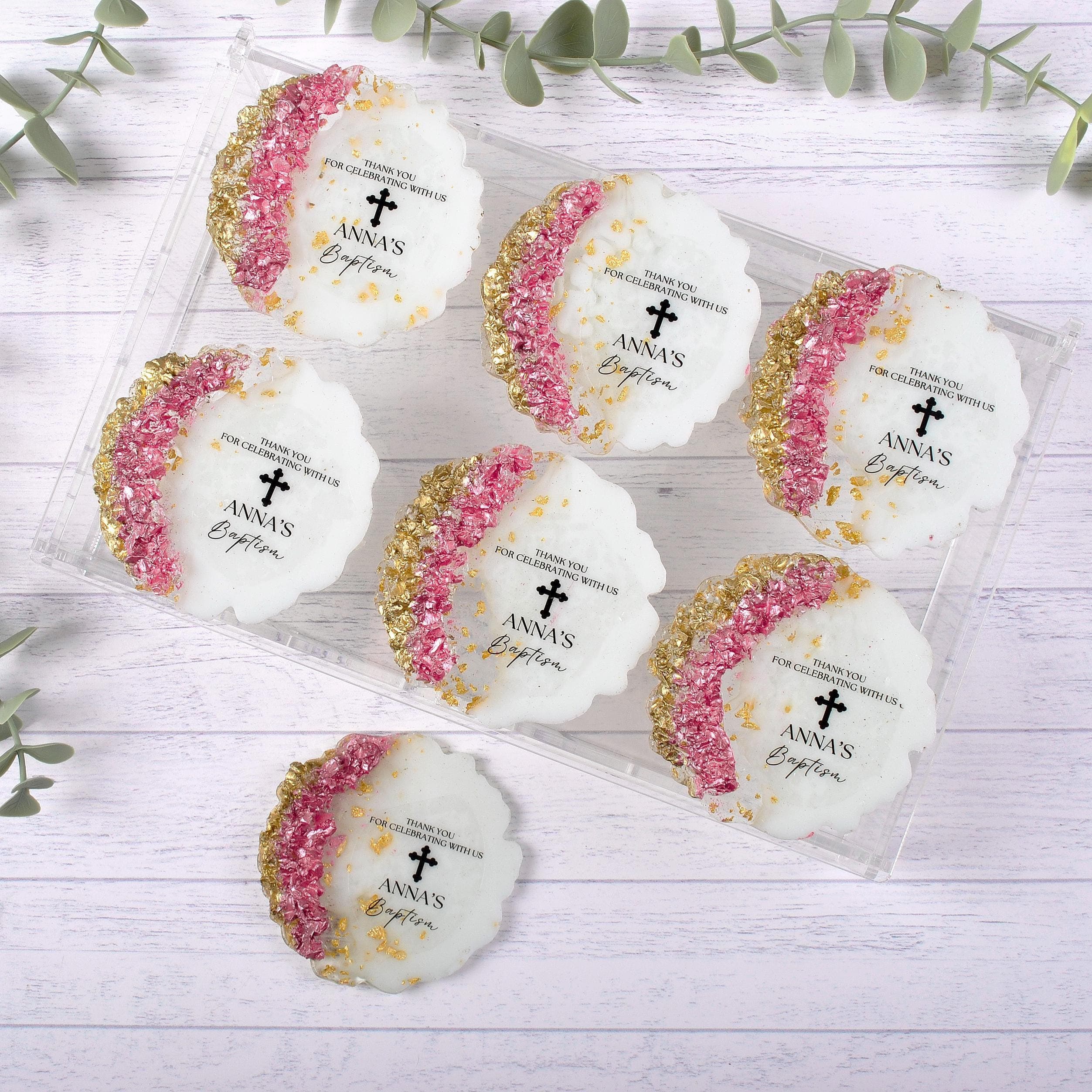 Baptism Epoxy Magnet Favor, Personalized Christening Gift, Custom First Communion Mi Bautizo Keepsake, Magnet Favors for Guests - image 4