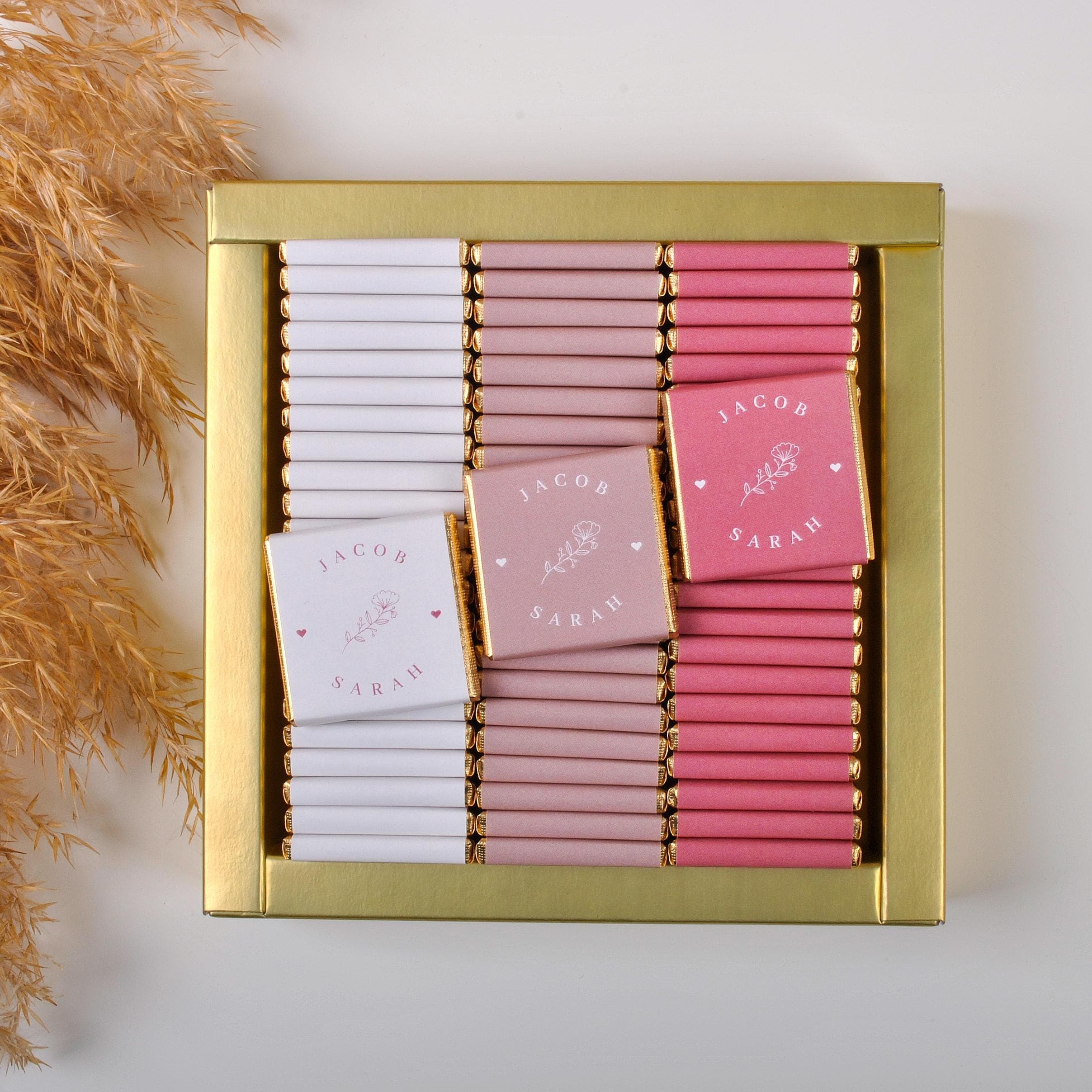 50 Pcs Personalized Wedding Chocolate Favors: Engagement, Guests - image 3