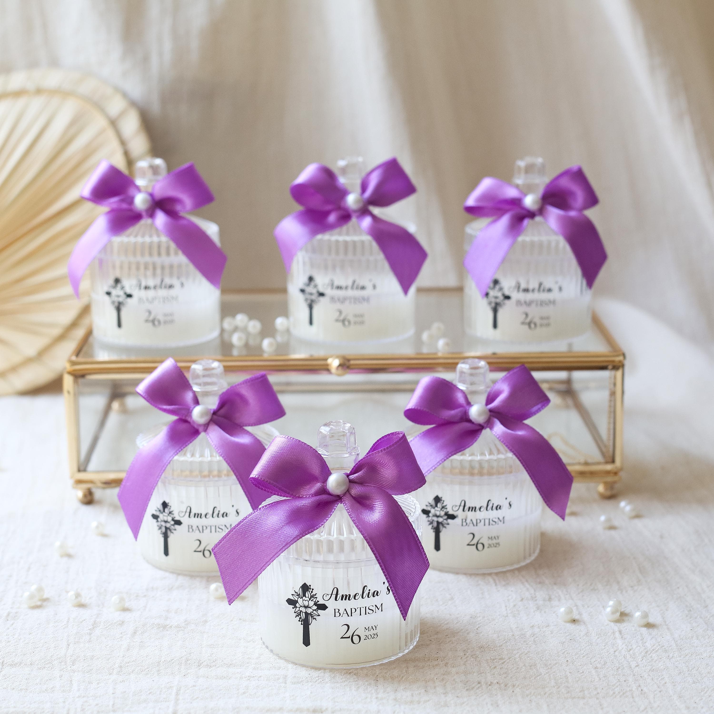 Personalized Baptism Candle Favors: Scented Christening Gift