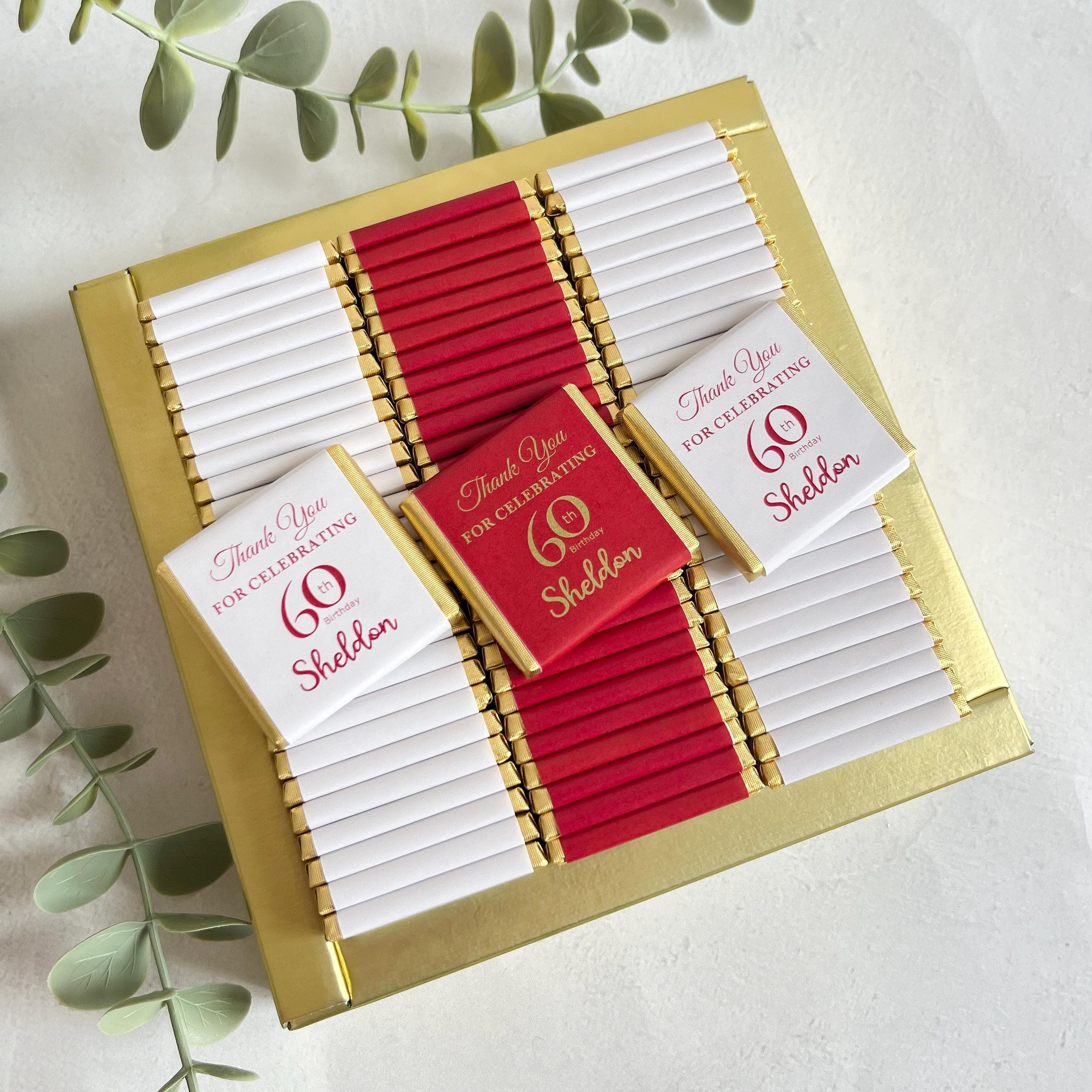 Personalized 60th Birthday Chocolate Favors: Elegant Milestone Celebration - image 3