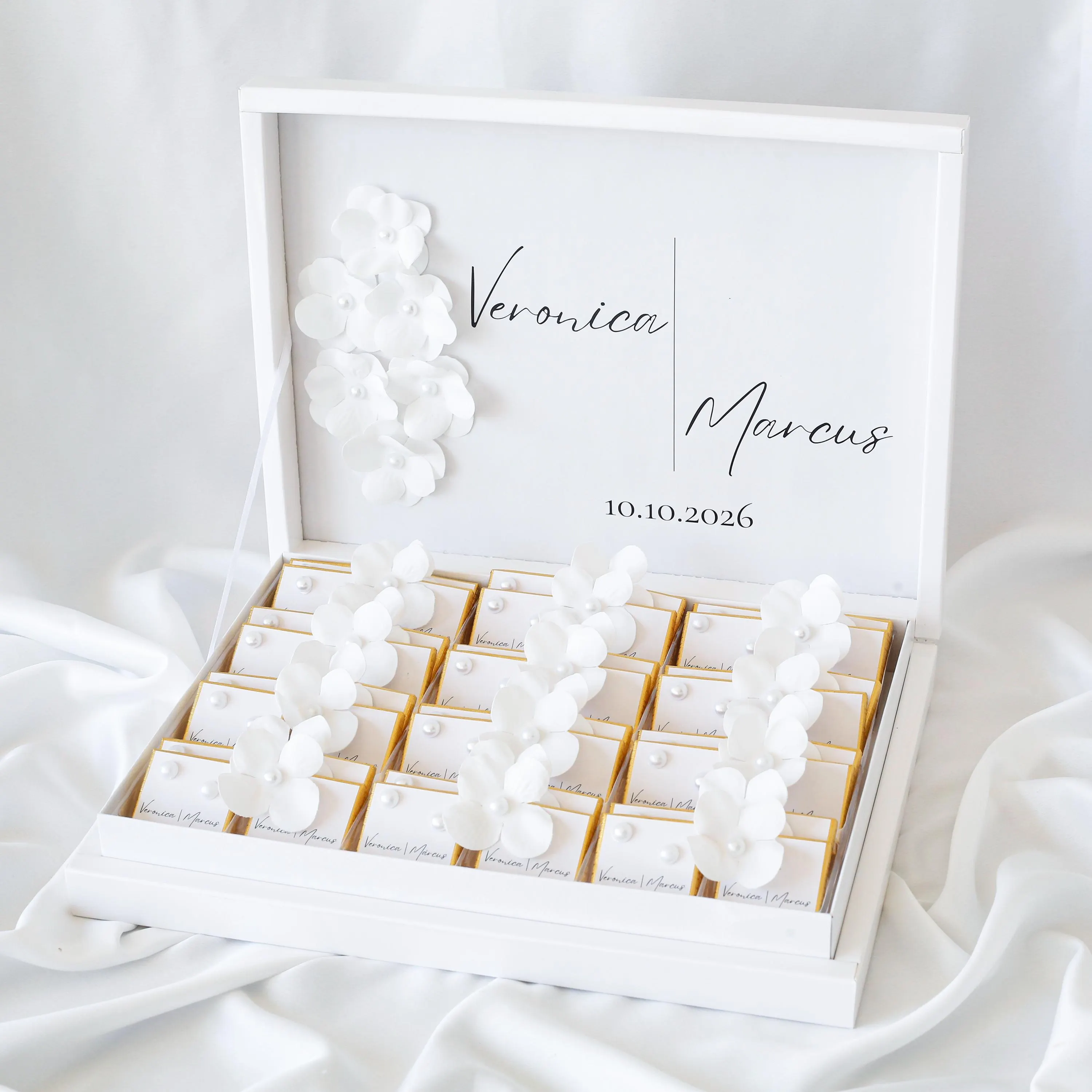 Wedding Favors Chocolate, Wedding Favors, Engagement Chocolate, Luxury Box Chocolate, Floral & Pearl Details, Personalized Wedding Favors - image 4
