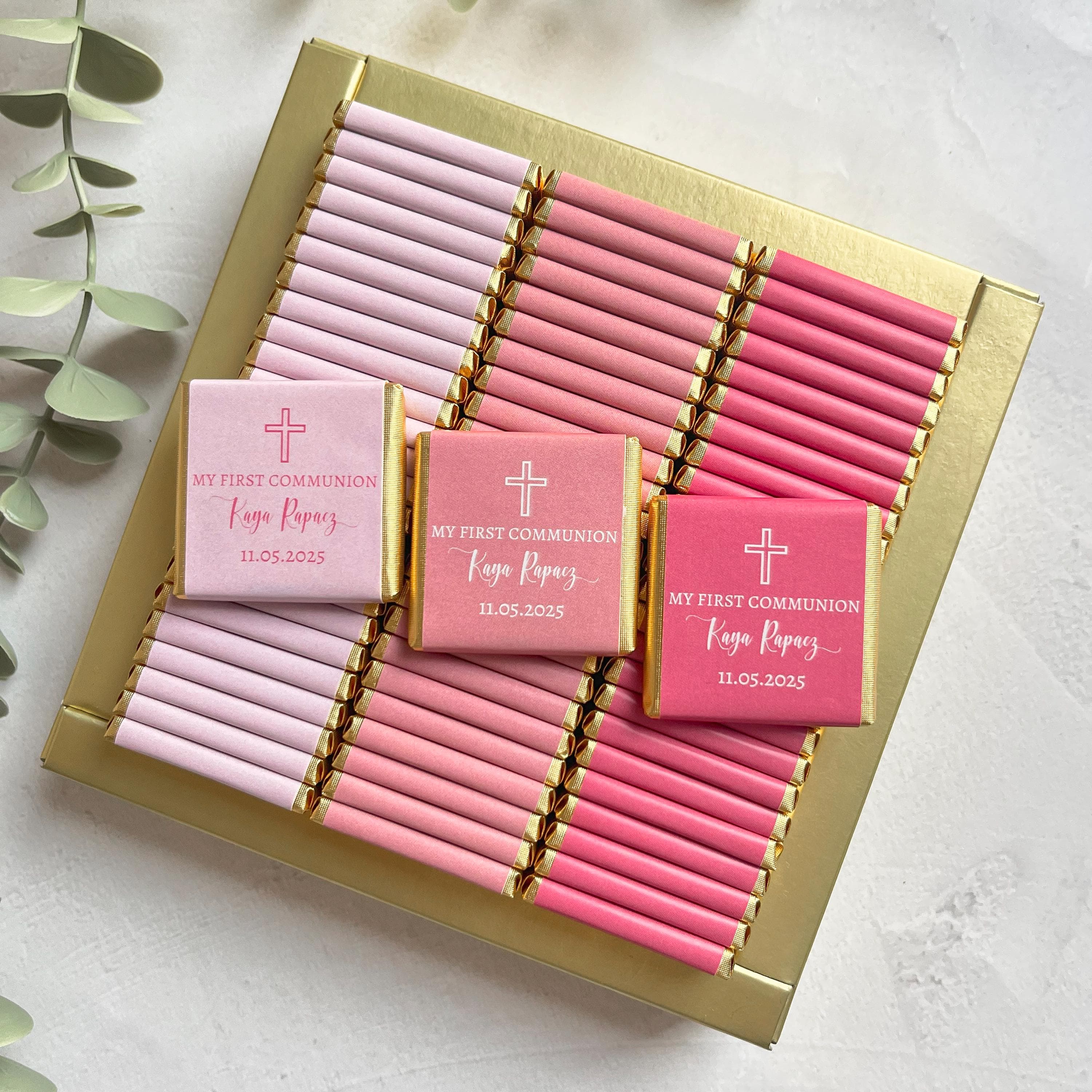 50 Pcs Baptism Chocolate Favors, Personalized Baptism Chocolate Gift, Christening Favors, Communion Favors, Baptism Chocolate, Party Favors - image 5