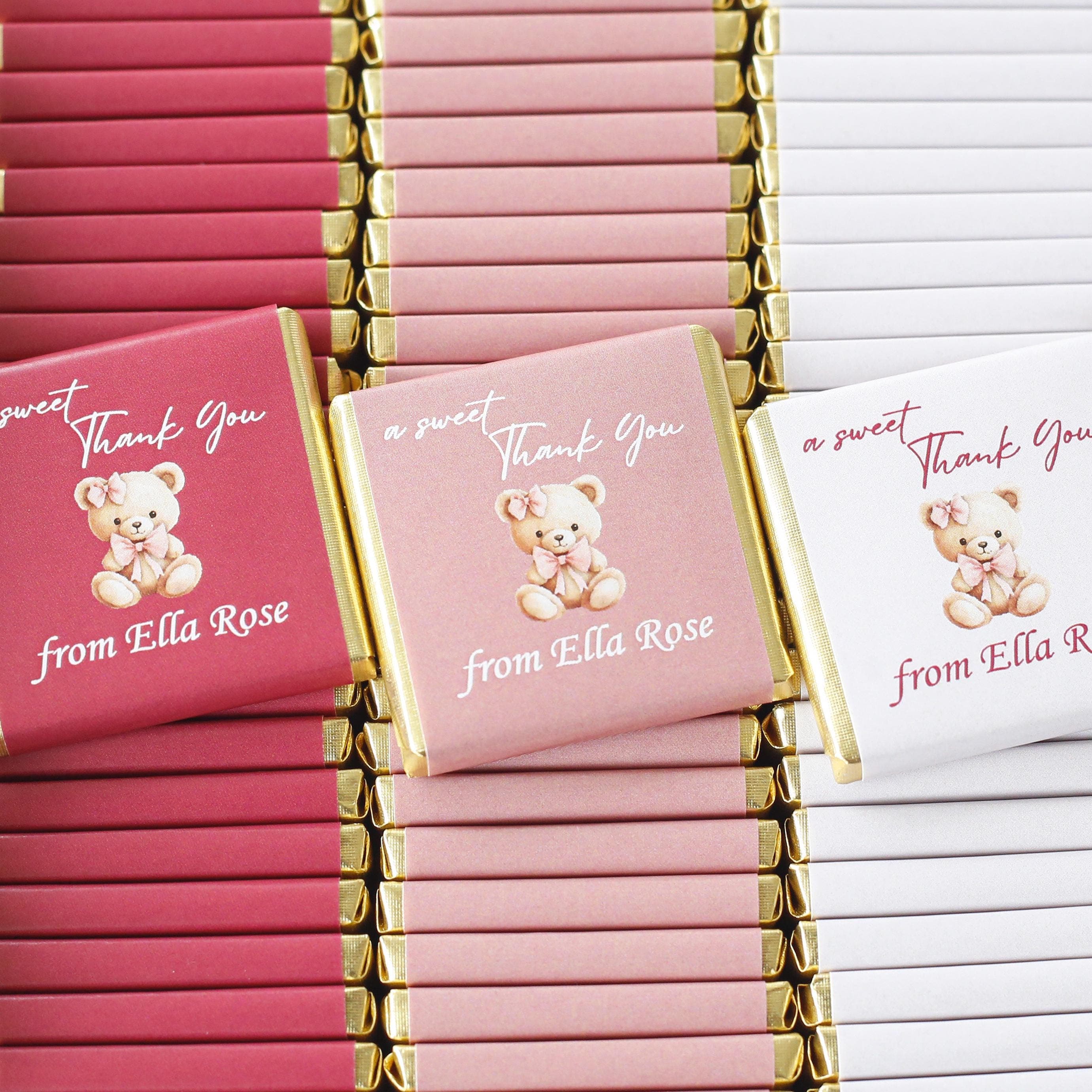 Custom Teddy Bear Birthday Chocolate , Welcome Baby Party Chocolate, Teddy Bear Party Favor, Baby Shower Chocolate, 50 Pcs Wedding Chocolate - image 4