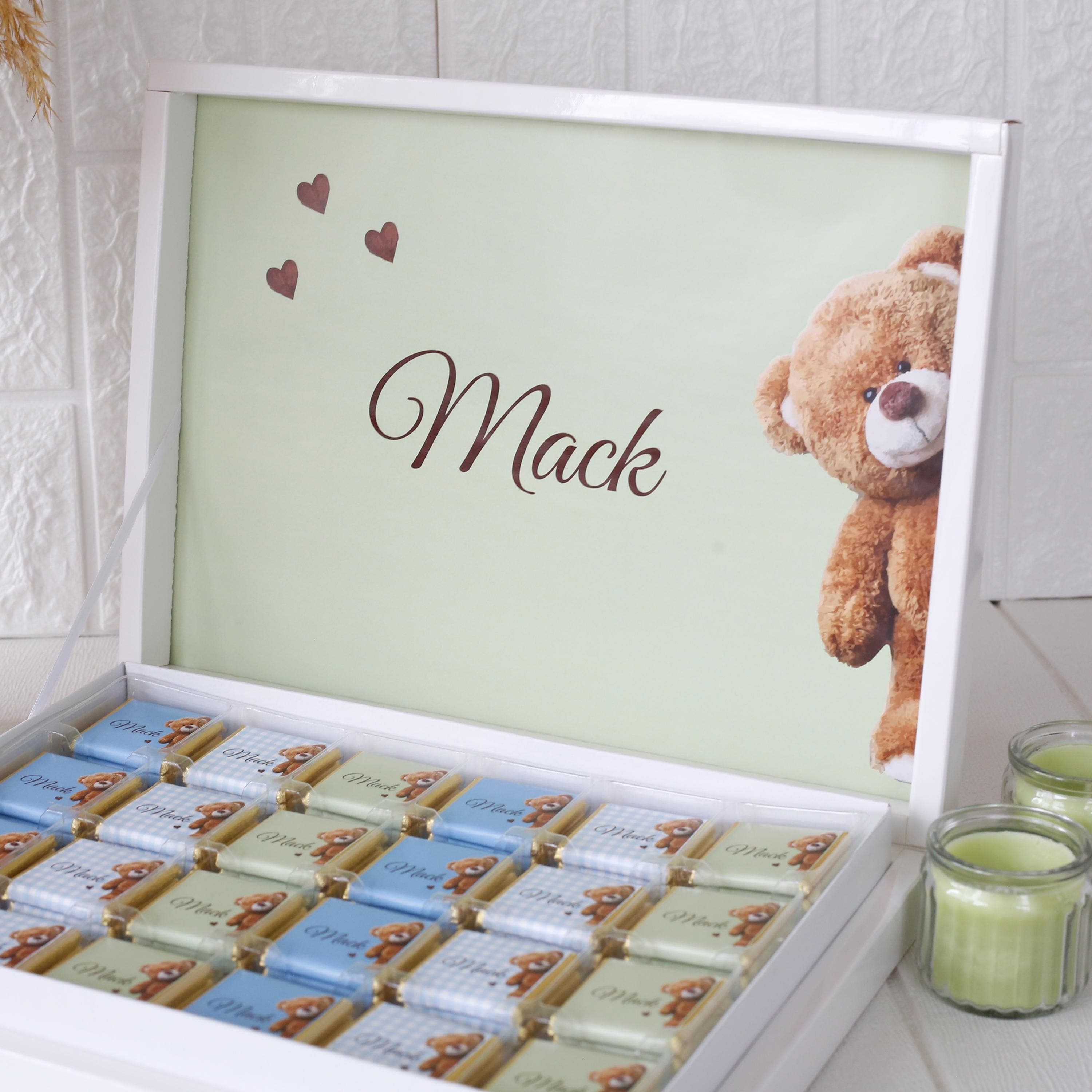 Personalized Baby Shower Chocolate Box, Baby Boy Party Favors, Custom Newborn Gift, Teddy Bear Baby Birthday Favor, Baptism Chocolate Gift - image 4