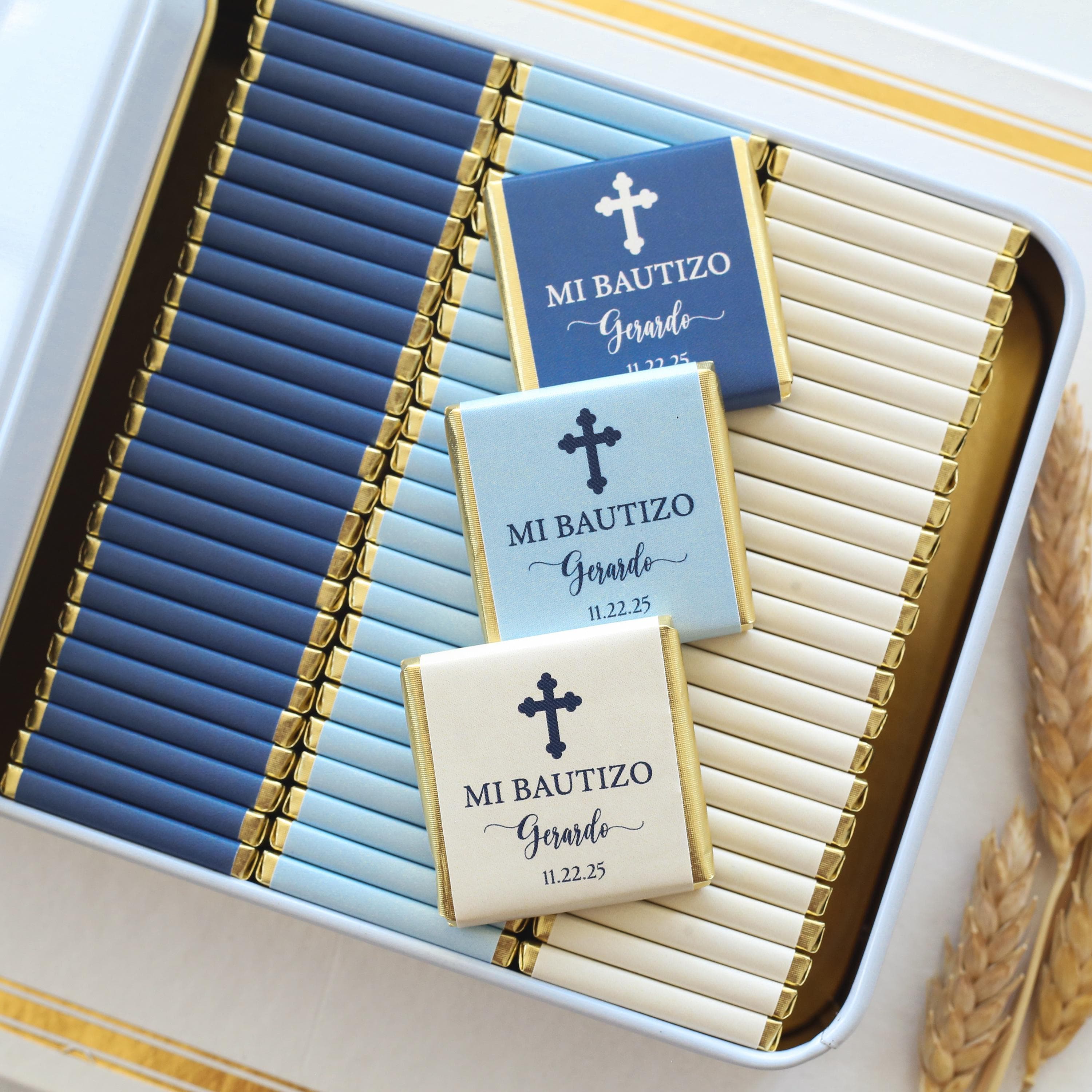 50PCS Baptism Chocolate, Christening Chocolate Gift, Custom Baptism Chocolate, Communion Chocolate, Baby Boy Baptism, Holy favors, God Bless - image 3