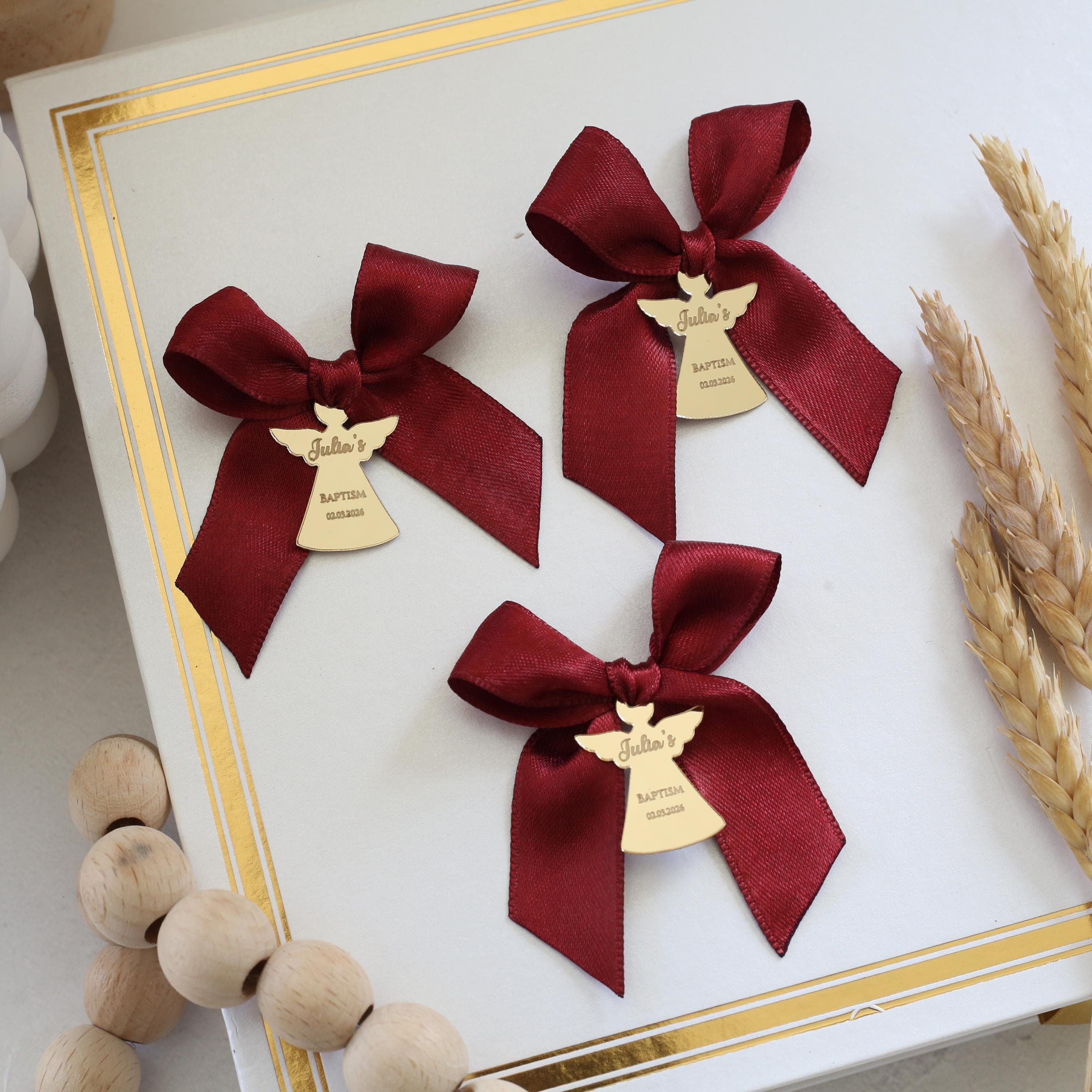 Personalized Gold Mirror Baptism Tag: Custom Christening Favor, Baby Keepsake, Acrylic Angel, Communion, Christening - image 4