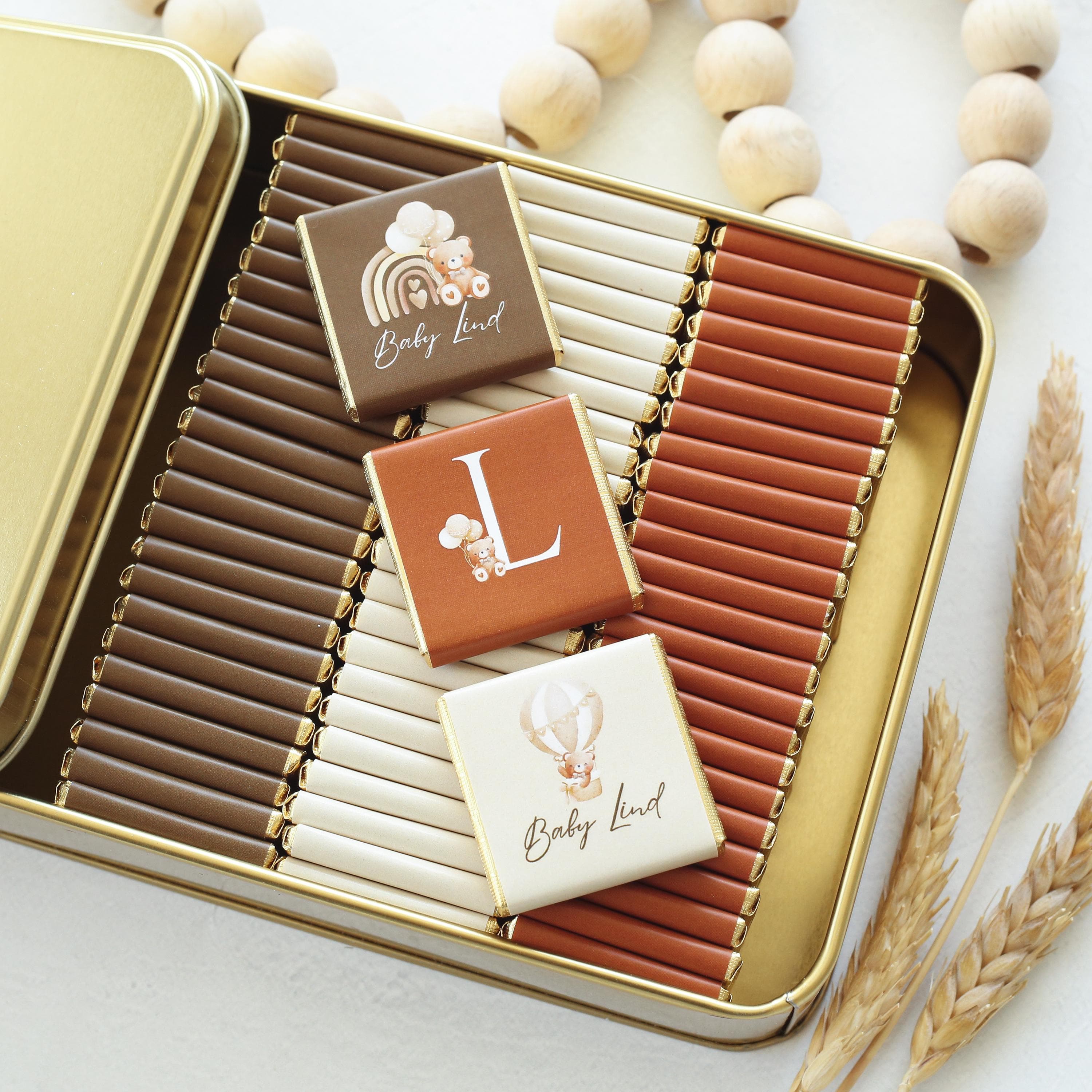 Personalized Baby Shower Chocolate Favors, Newborn Gift, 50 Pcs