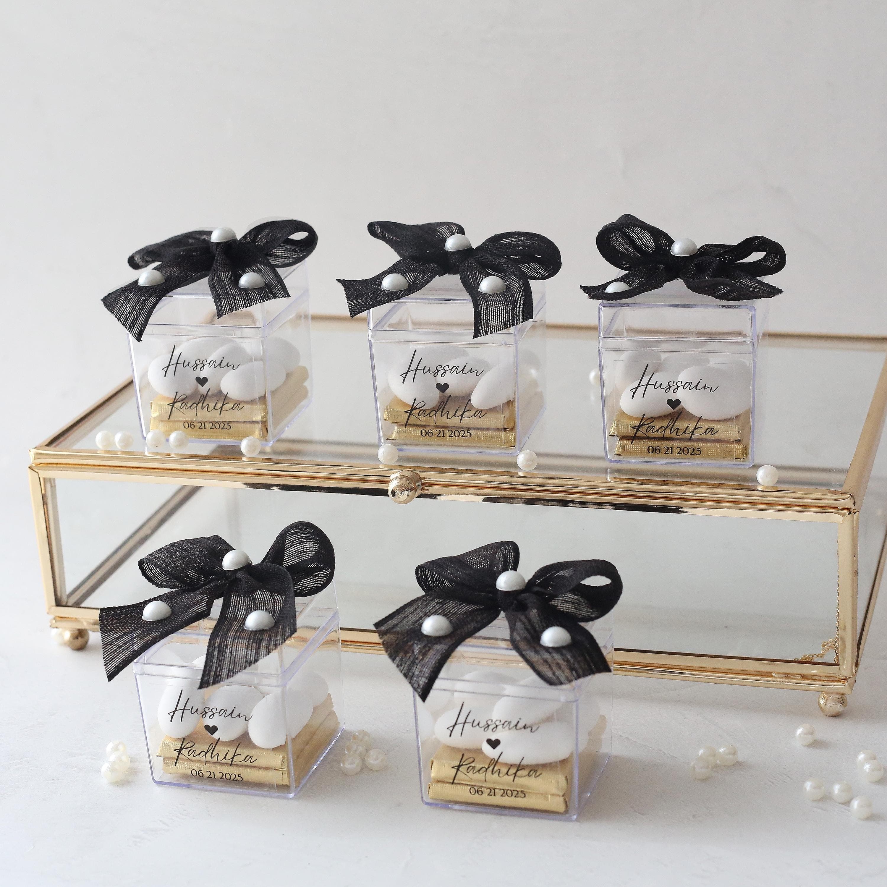 Elegant Chocolate Almond Candy Favors: Wedding, Engagement Gift Box