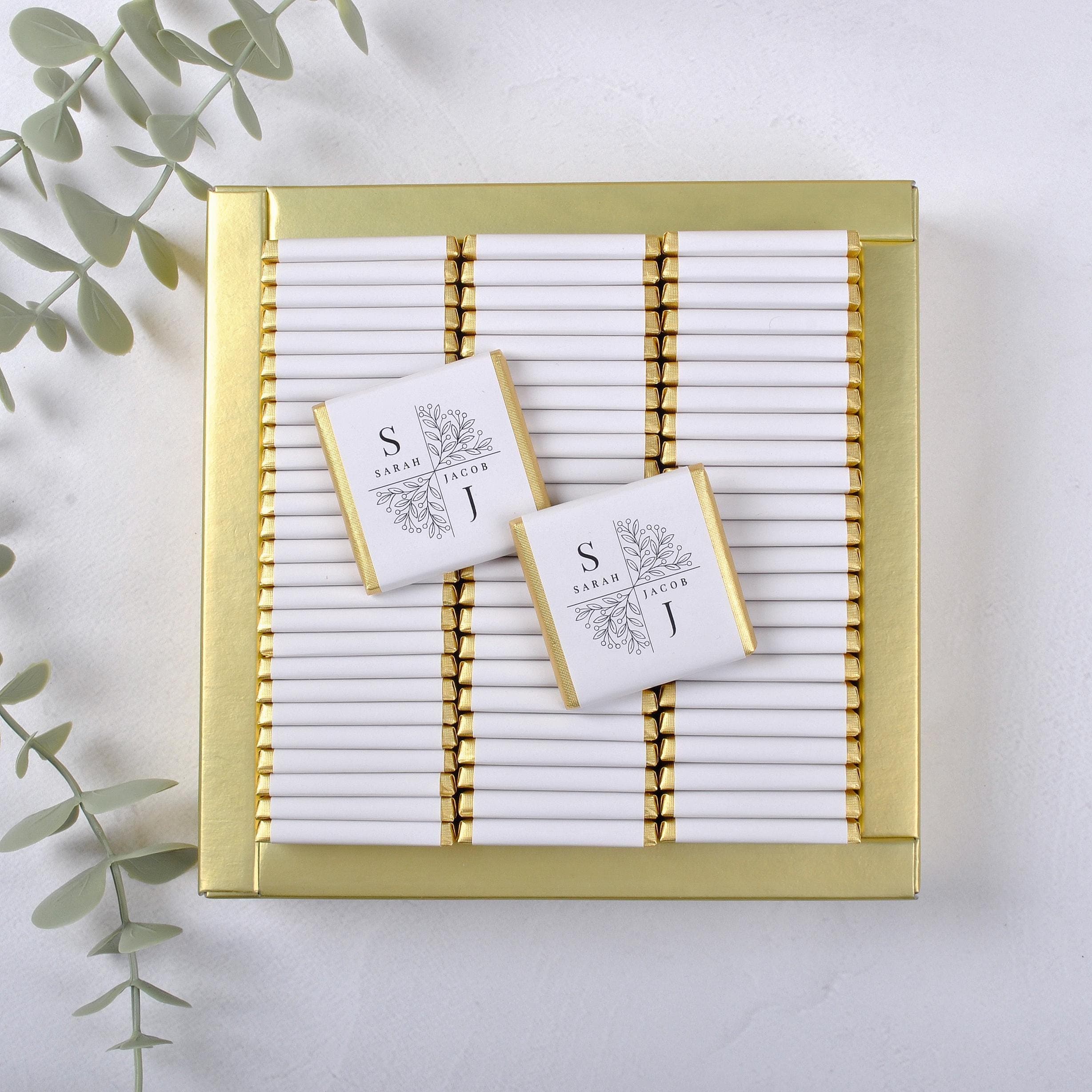50 Pcs Personalized Wedding Chocolate Favors: Engagement, Bridal Shower